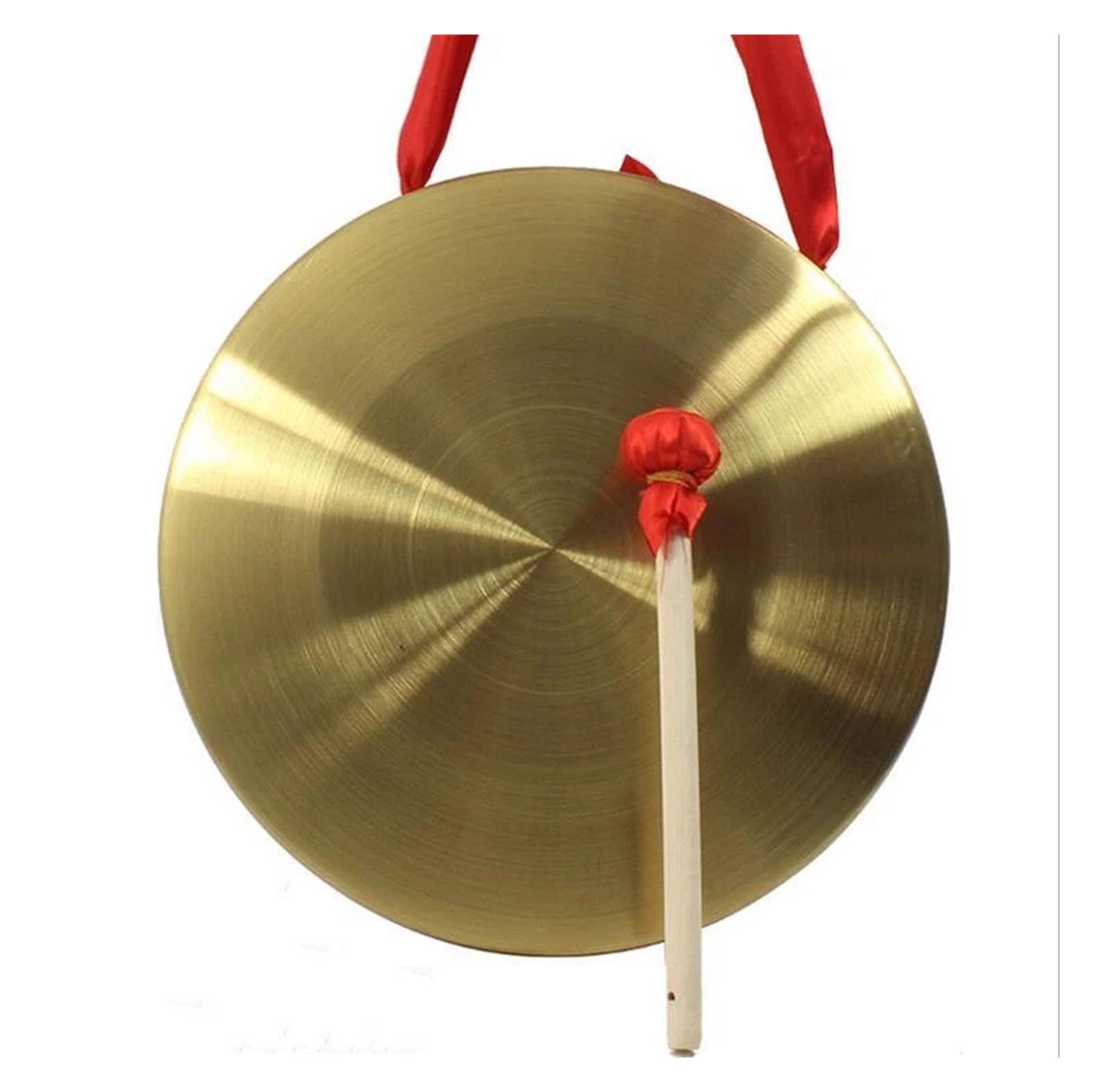 Címbalos chinos portátiles de latón, Gong chino de latón dorado de 15 a 32 cm con mazo de madera(22 cm)