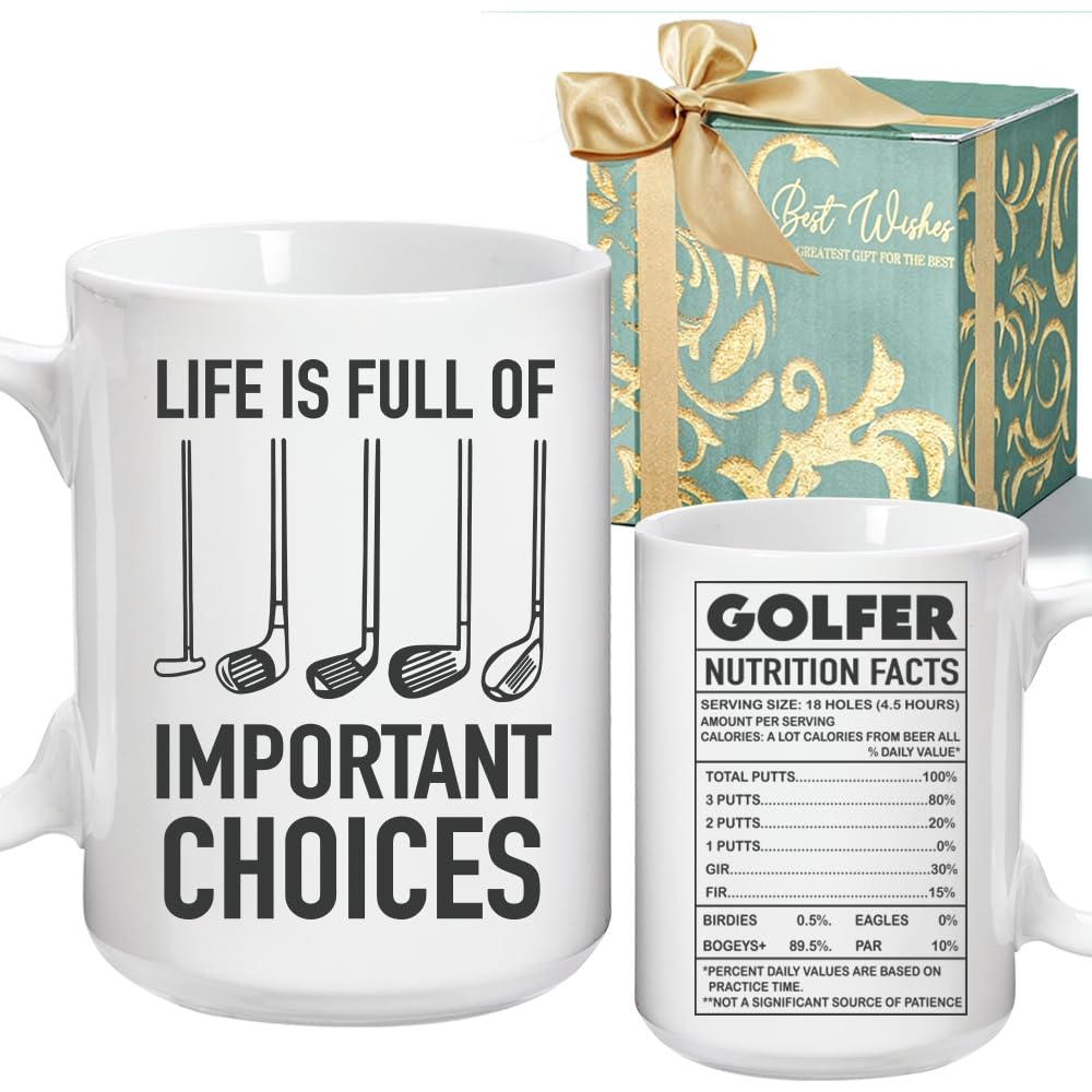 Golf Gifts for Men Grandpa Uncle Golfer Boss Dad Husband BF - 15 Oz Life Full Of Important