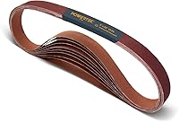 Vista 1 de POWERTEC 414208A - Correas de lijado de 1 x 42 pulgadas, banda de óxido de aluminio de grano 80 para lijadora de banda, lijadora de banda y disco