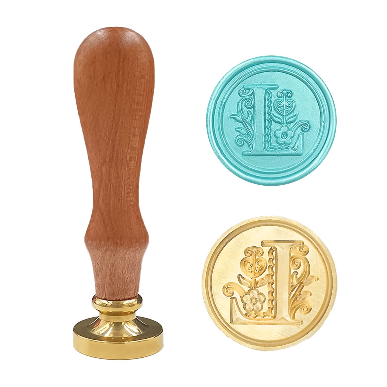 Medieval Traditional Initial Alphabet Wax Seal Stamp, Brass Head Wooden Handle Letter Stamps for Card/Envelope/Gift - (Letter L)