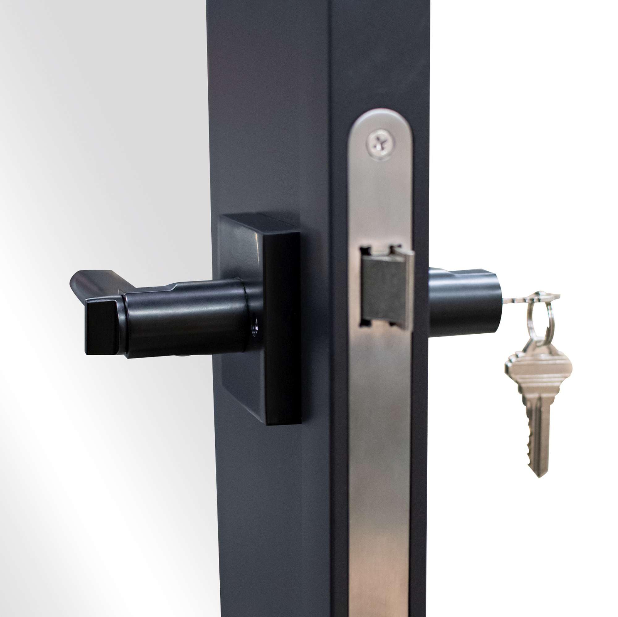 inova Glastür satiniert Komplettset 830x2115mm DIN links Türschloss Drehtür mit Beschlag und Zarge
