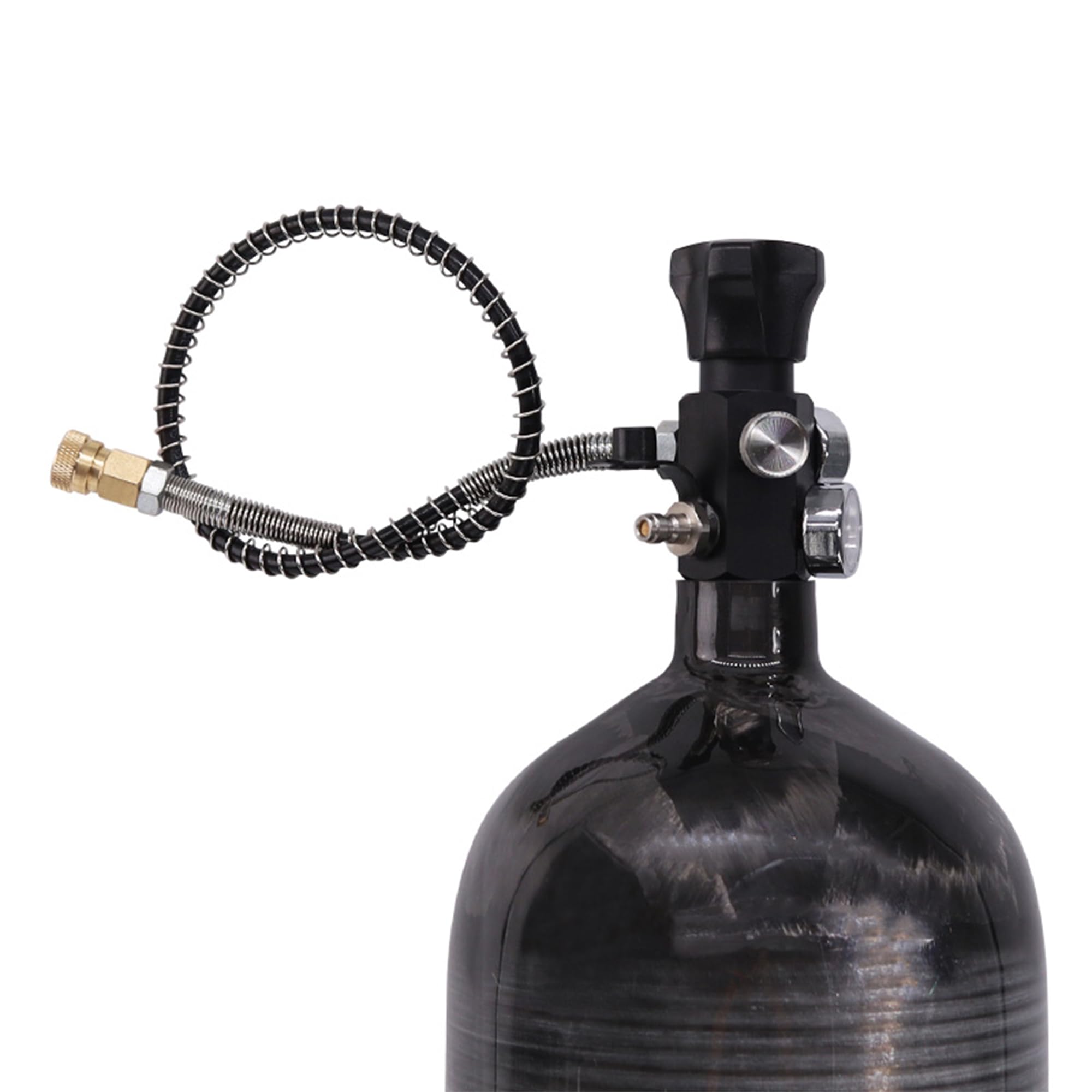 Estación de llenado de Paintball TUXING 4500PSI, válvula de carga de pistola de aire Pcp, calibre doble de hasta 4500psi con manguera de alta presión de 24 pulgadas