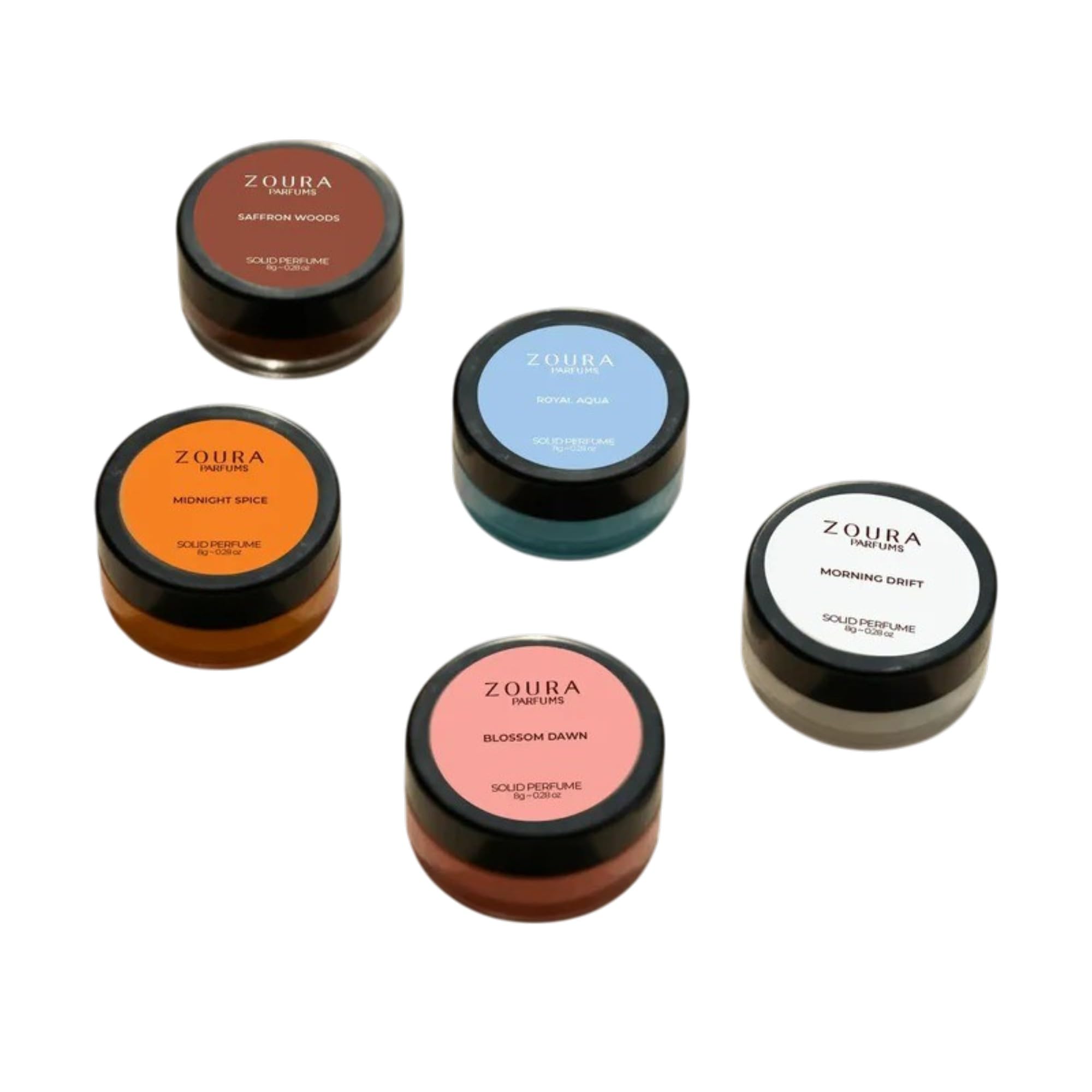 ZOURA Everyday Solid Perfume Set of 5 Unisex | Alcohol Free Long Lasting Fragrance Balm Kit | Pocket Friendly Travel Perfume | Skin Safe Natural Wax Based Solid Perfume (8g Each)-picture-56