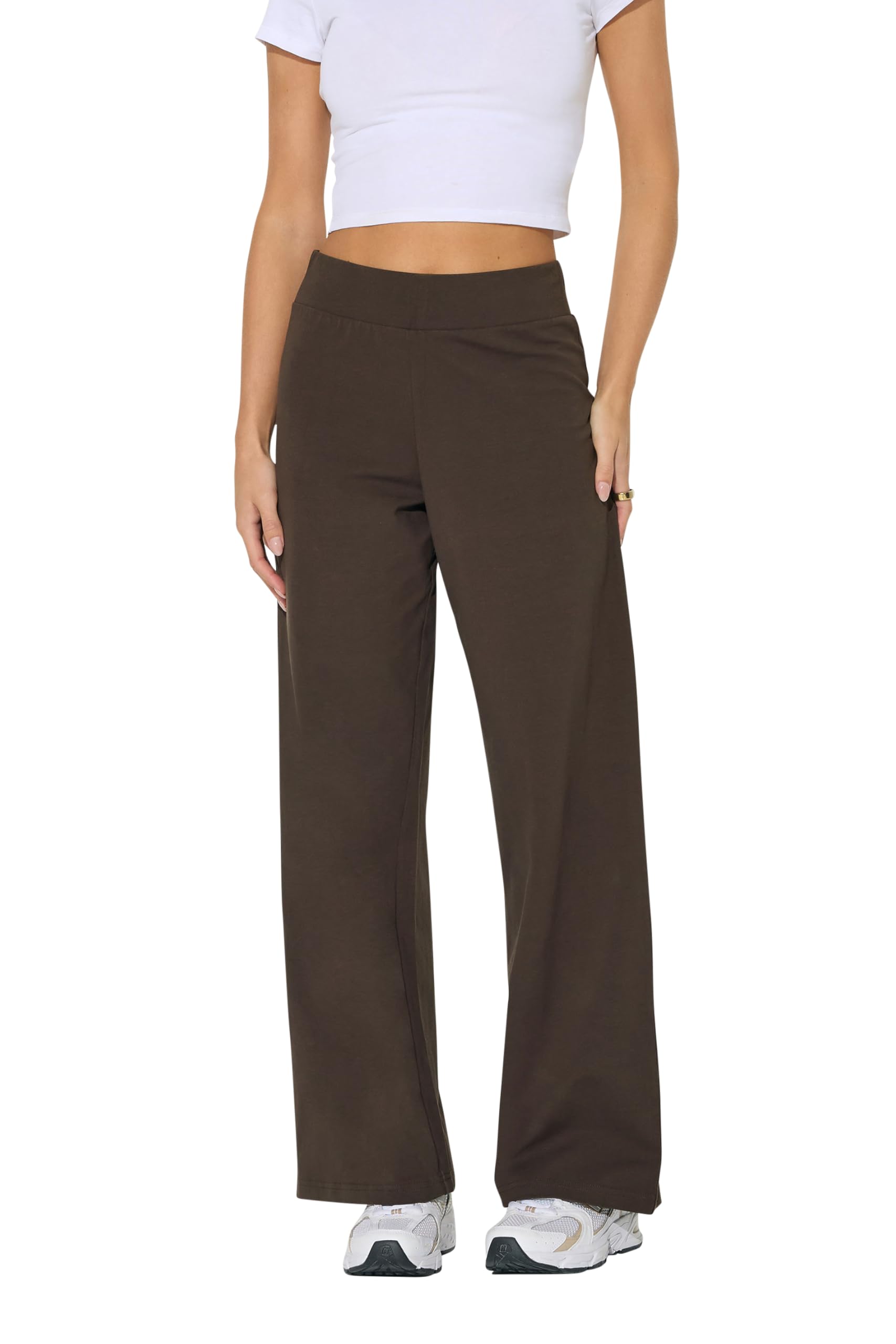Pixiegirl Women's Brown Petite Chocolate Stretch Yoga Trousers Size 16