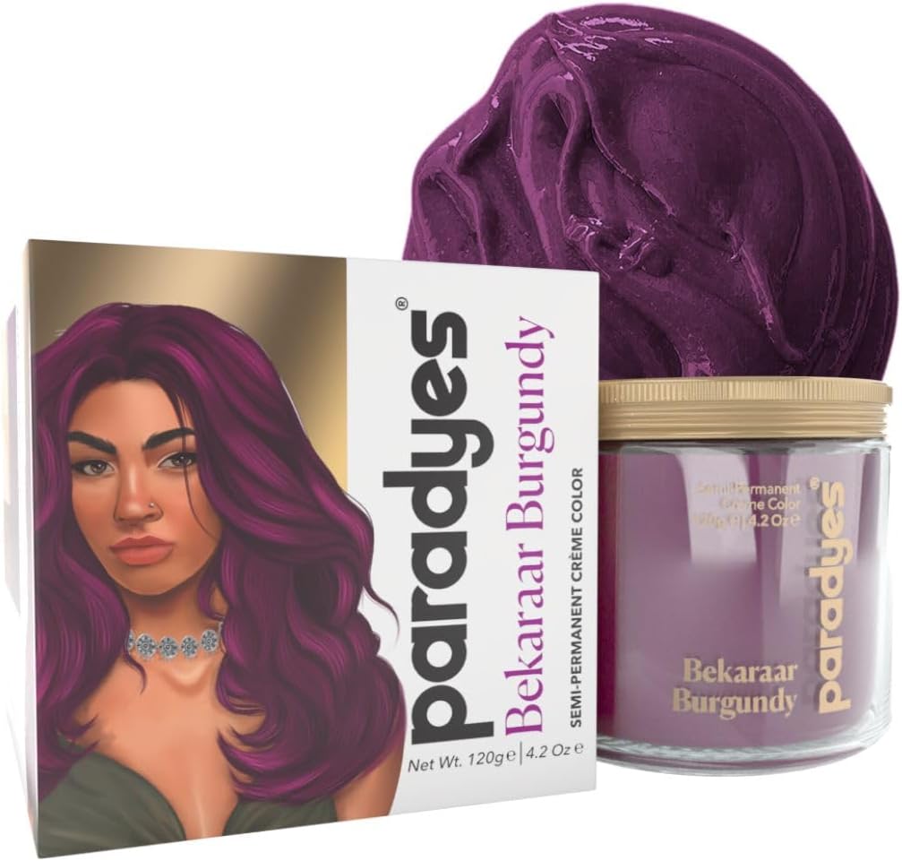 Paradyes Semi-permanent Bekaraar Burgundy DIY Conditioner Based Hair Colour infused with Aloe-vera, Bhringaraj, Brahmi, Almonds & Amla 120 gm