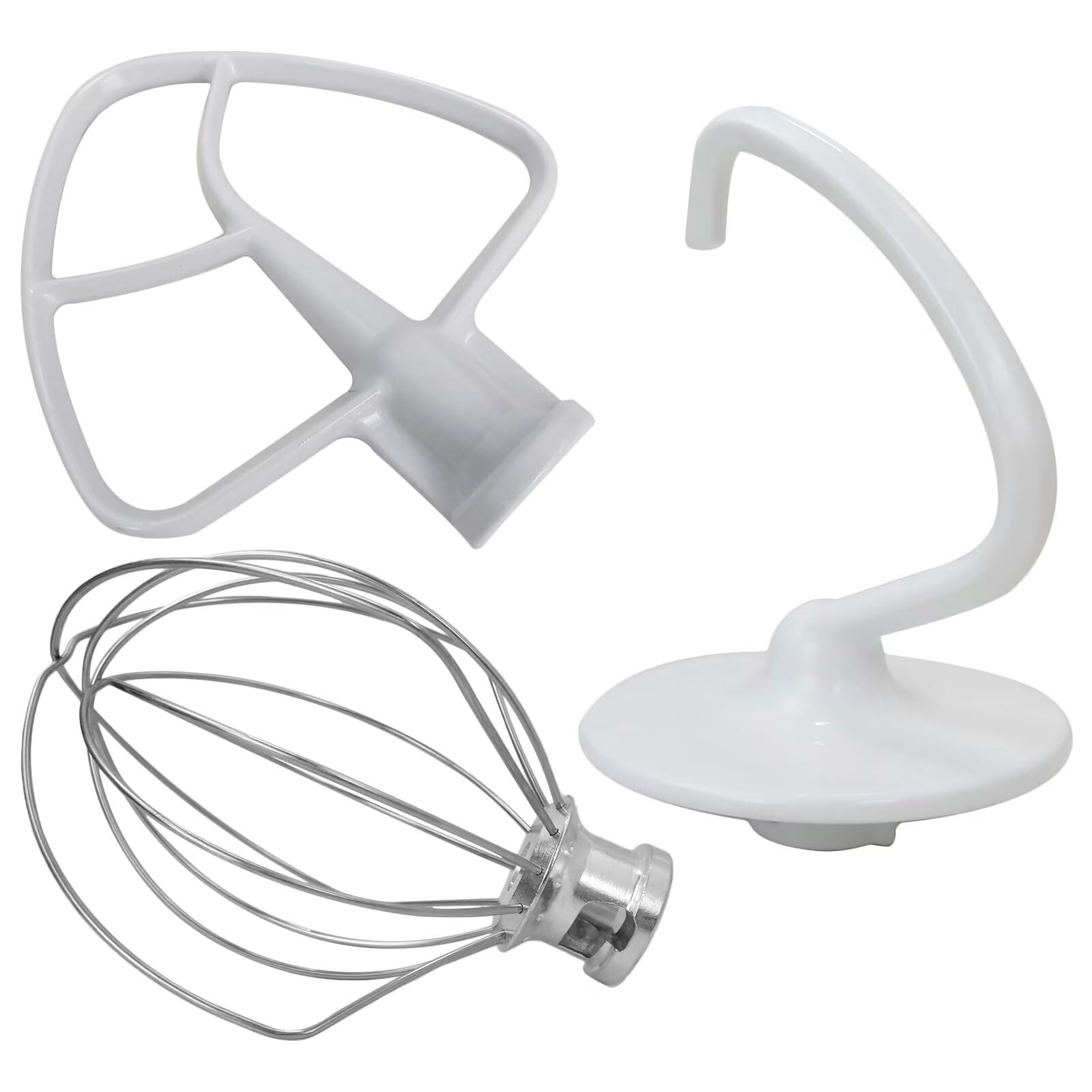 Accesorios para batidora de soporte de 4.5 cuartos de galón, piezas de repuesto con gancho de masa K45DH, batidor de alambre K45WW, batidor recubierto K45B apto para Kitchenaid KSM100 KSM103