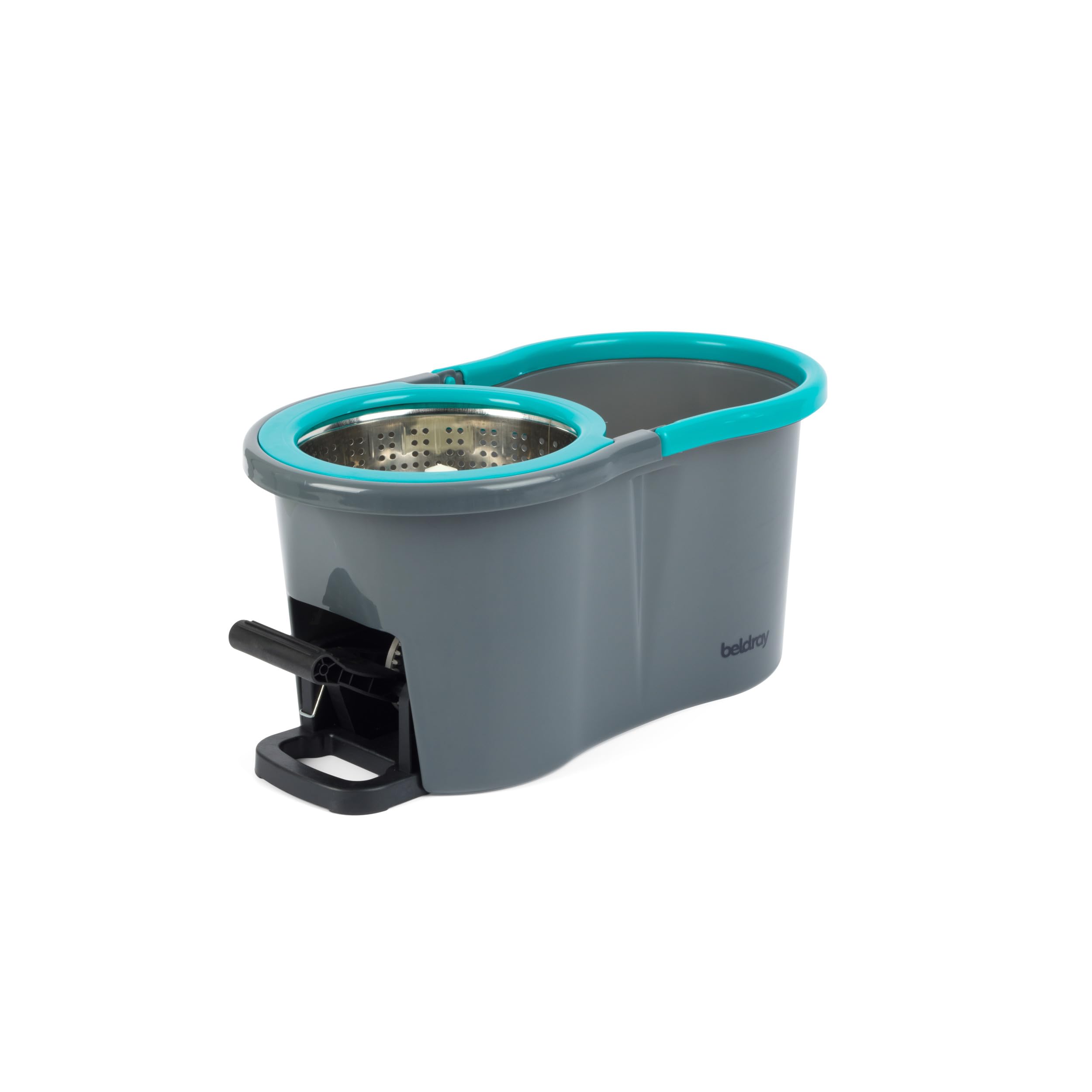 Beldray Juego de trapeadores y Cubos Antibac - Mopa de Hilo de 360°, Cubo de fregona de 4 litros, Sistema de Centrifugado accionado por Pedal, Fibras tratadas antibacterianas, LA036430UFFEU7 | Cubo centrifugado a pedal, 4 l de capacidad, fibras tratadas a