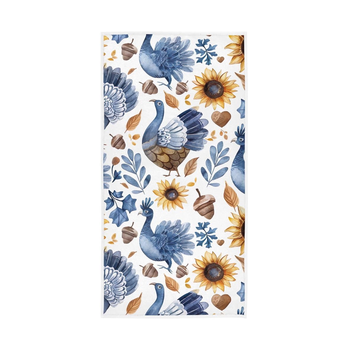 LSRCPD Watercolor Turkey Fall Sunflower Hand Towel, 15 x 30 Inches, Soft Highly Absorbent Towels for Bathroom Gym Shower