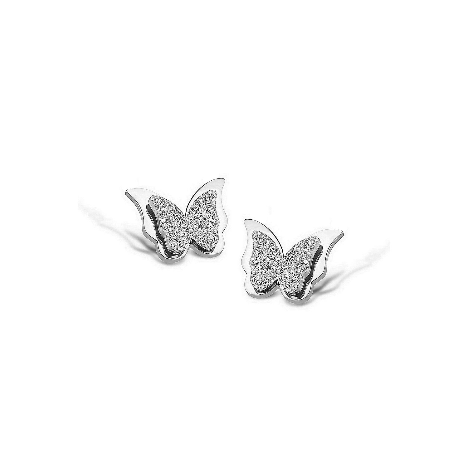 Orecchini A Farfalla In Acciaio Chirurgico - Lucidi E Glitterati, 1x1 Cm, Donna, Confezione Regalo