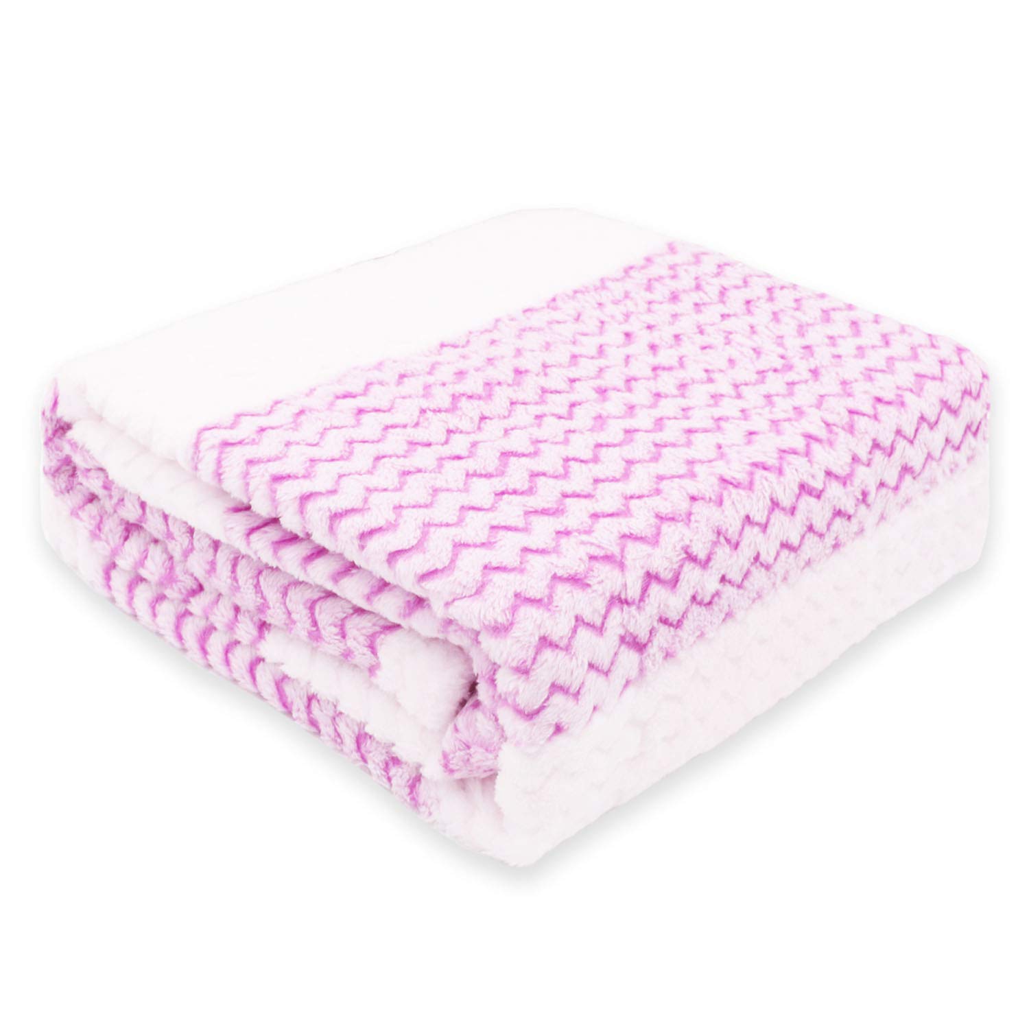 MERCURY TEXTIL - Manta Terciopelo Suave, Mantas Multiusos de Franela, Cómoda y Cálida para Sofá, Cama y Viaje (Zig Zag Lila, 210x230cm)