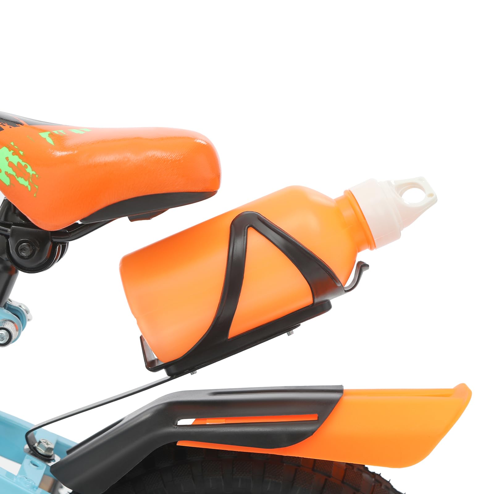 Bicicleta infantil de 12 pulgadas, bicicleta infantil colorida con ruedas estabilizadoras y botella de agua, altura ajustable para niños y niñas