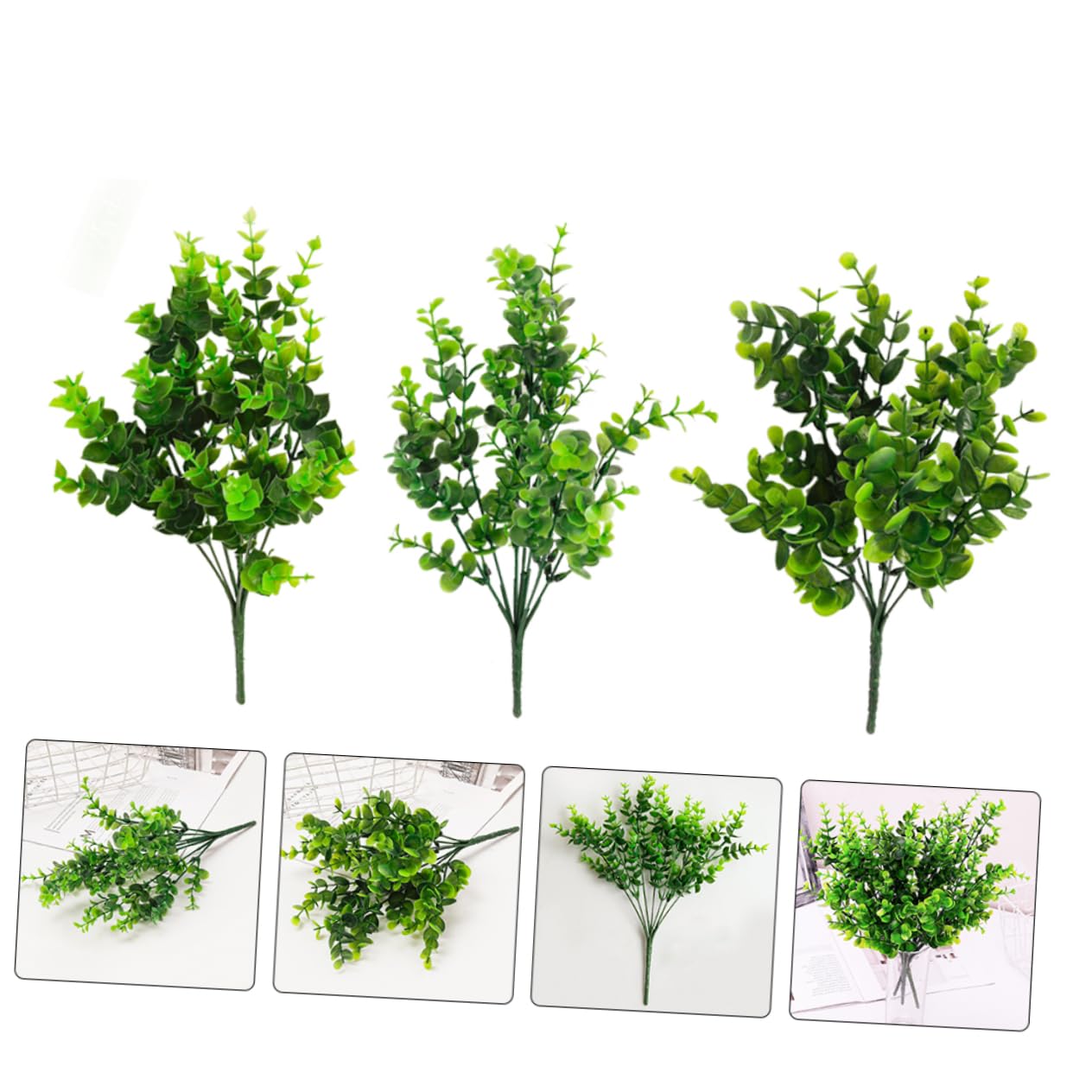 MAGICLULU 3 Set Pianta Verde Eucaliptus Di Grandi Dimensioni Piante Piccolo Pianta Decorativa Artificiale Finti Steli Di Eucalipto Rami Finti Plastica Green 3 Pezzi*3