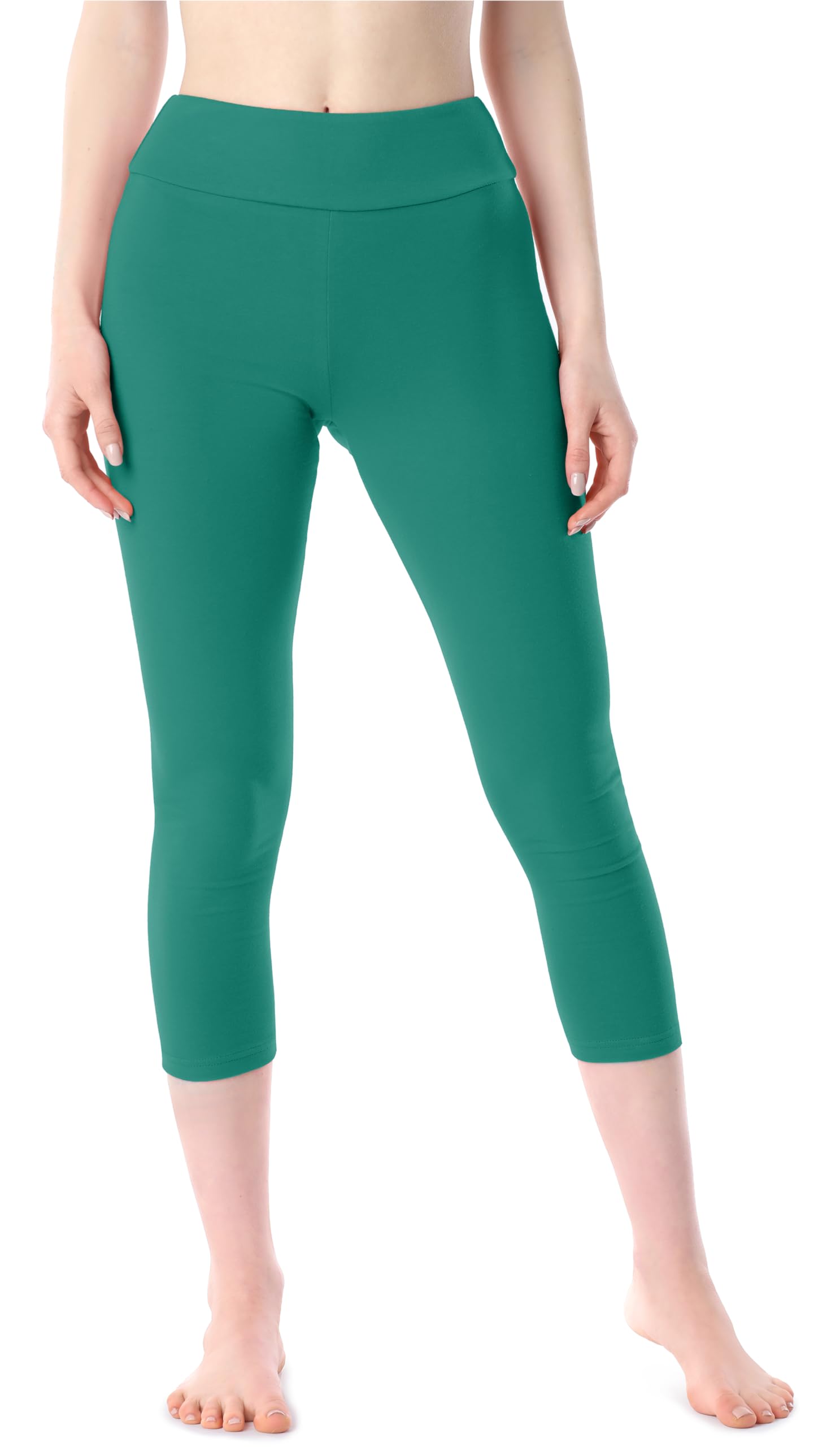 Merry Style Women's Dark Turquoise 3/4 Cotton Leggings Ms10-430 (, M)
