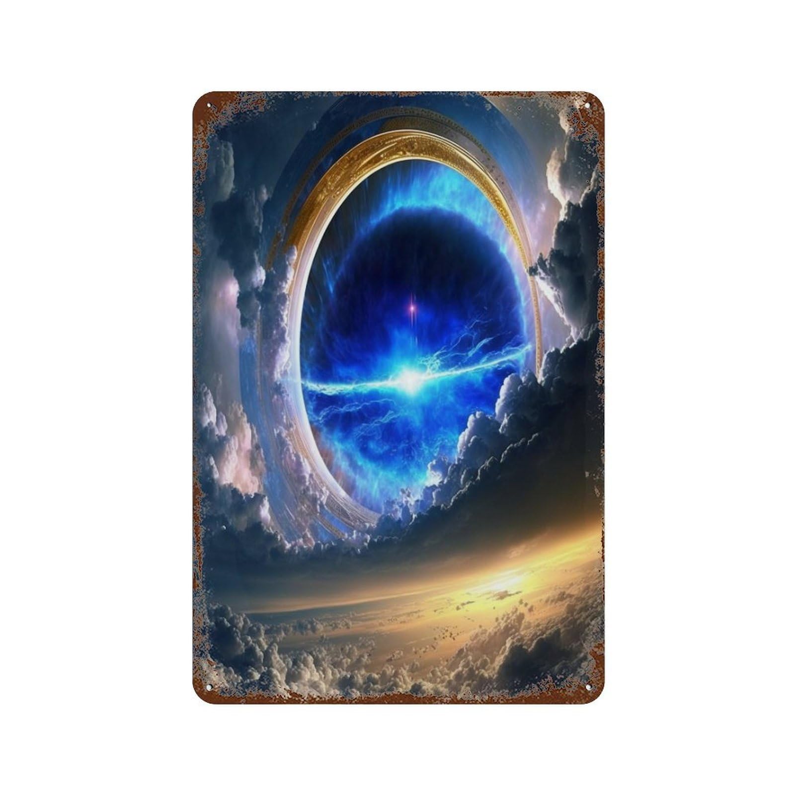 Galactic Portal in Clouds Decorative Tin Sign 11.8"x7.9", for Farmhouse, Kitchen And Entryway Decor, Vintage Wall Decor