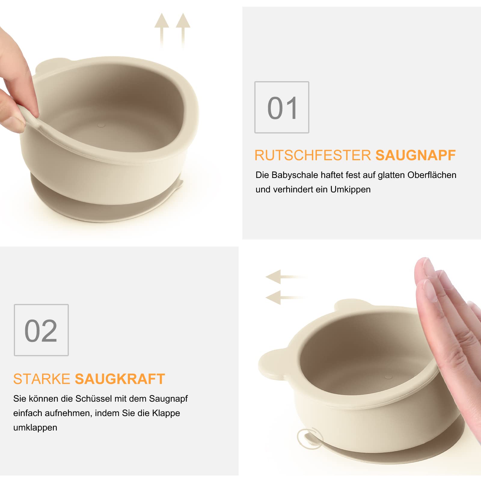 Ciotola In Silicone Con Ventosa Per Svezzamento Bambini - Con Cucchiaio E Coperchio - Foto 9