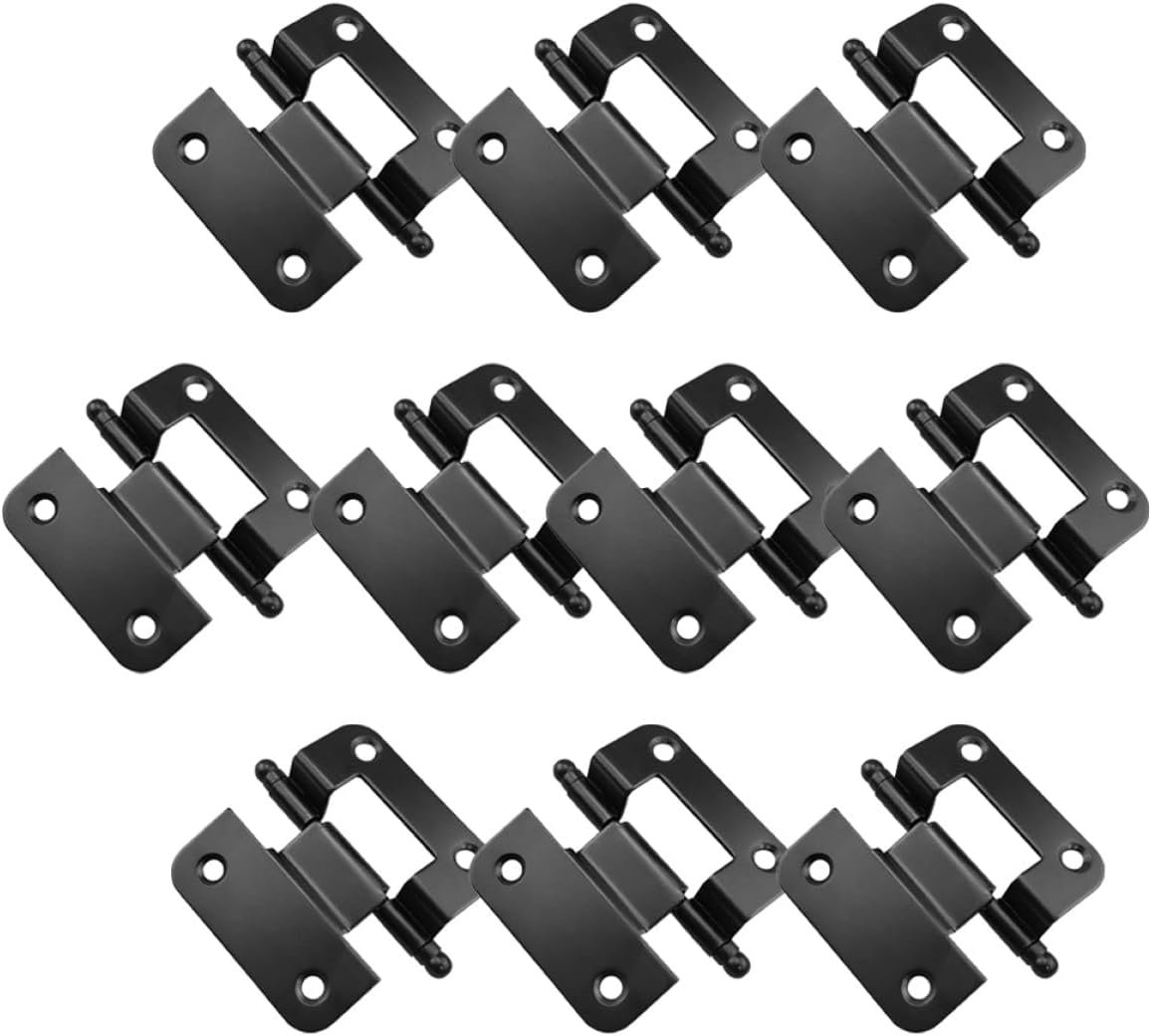10pcs Self-Closing Metal Cabinet Door Hinges for Kitchen and Bathroom Cabinets, Embedded Corner Hinges 51x6x1.5mm Electroplated Black, Sturdy Repair Hardware