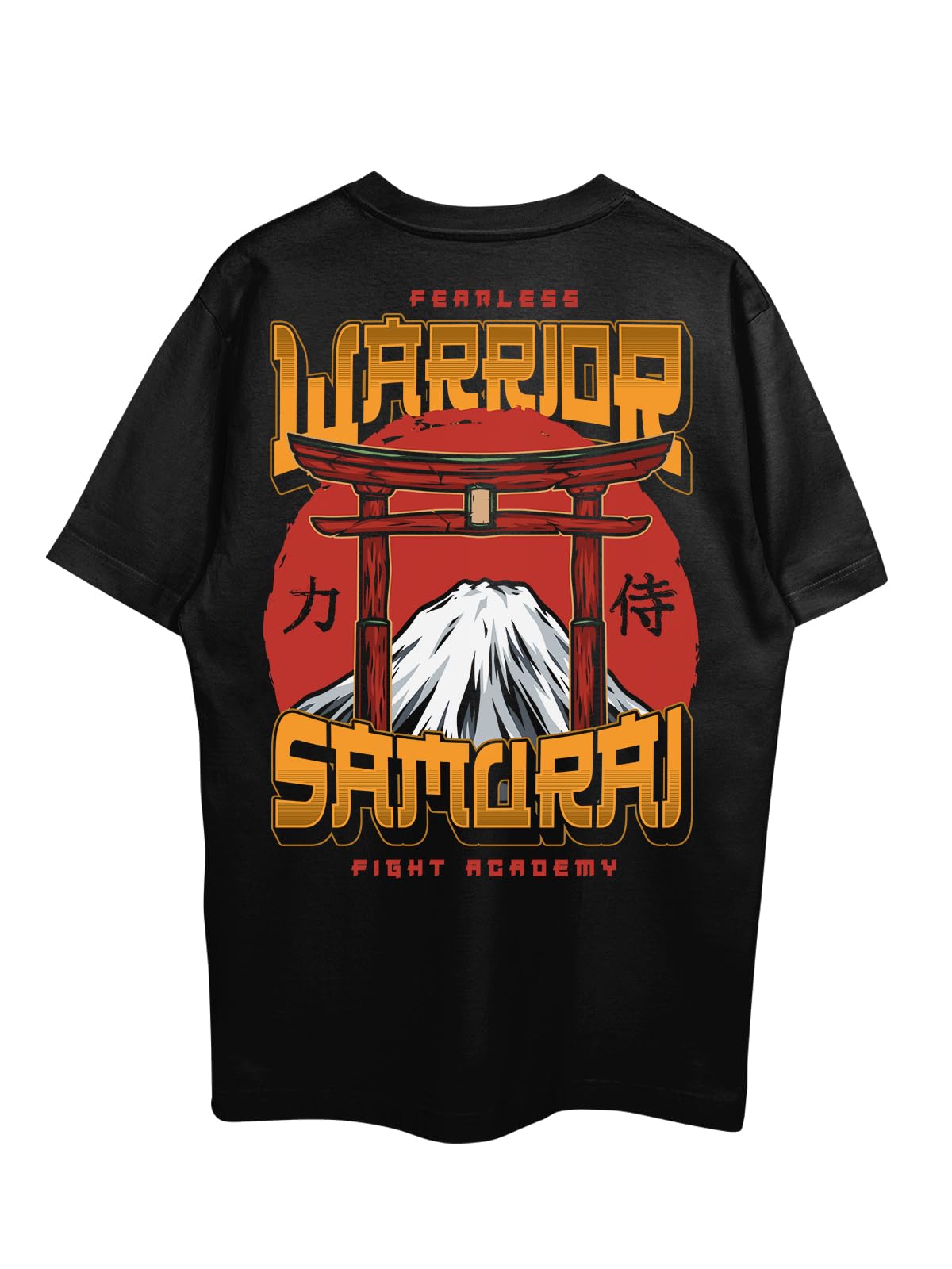 THREADCURRYSamurai Quest Oversized Drop Shoulder Cotton Loose Printed T-Shirt for Men