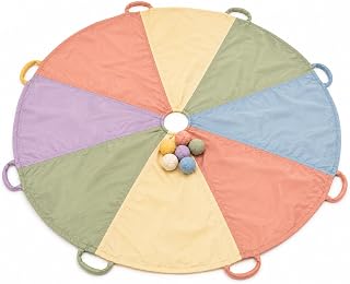 Juju Play Parachute Toy - 6 Foot Nylon Activity Parachute with 8 Handles Center Hole and Soft Balls