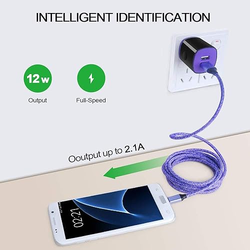 Miniatura 7 de Cable micro USB compatible con Samsung Galaxy S7, S6, J7, J7V, J3, J3V, J8, J5, A6, A10, Note 5, 4, LG K50, K40, K30, K20, V10, Moto E6, E5, G4, G5,