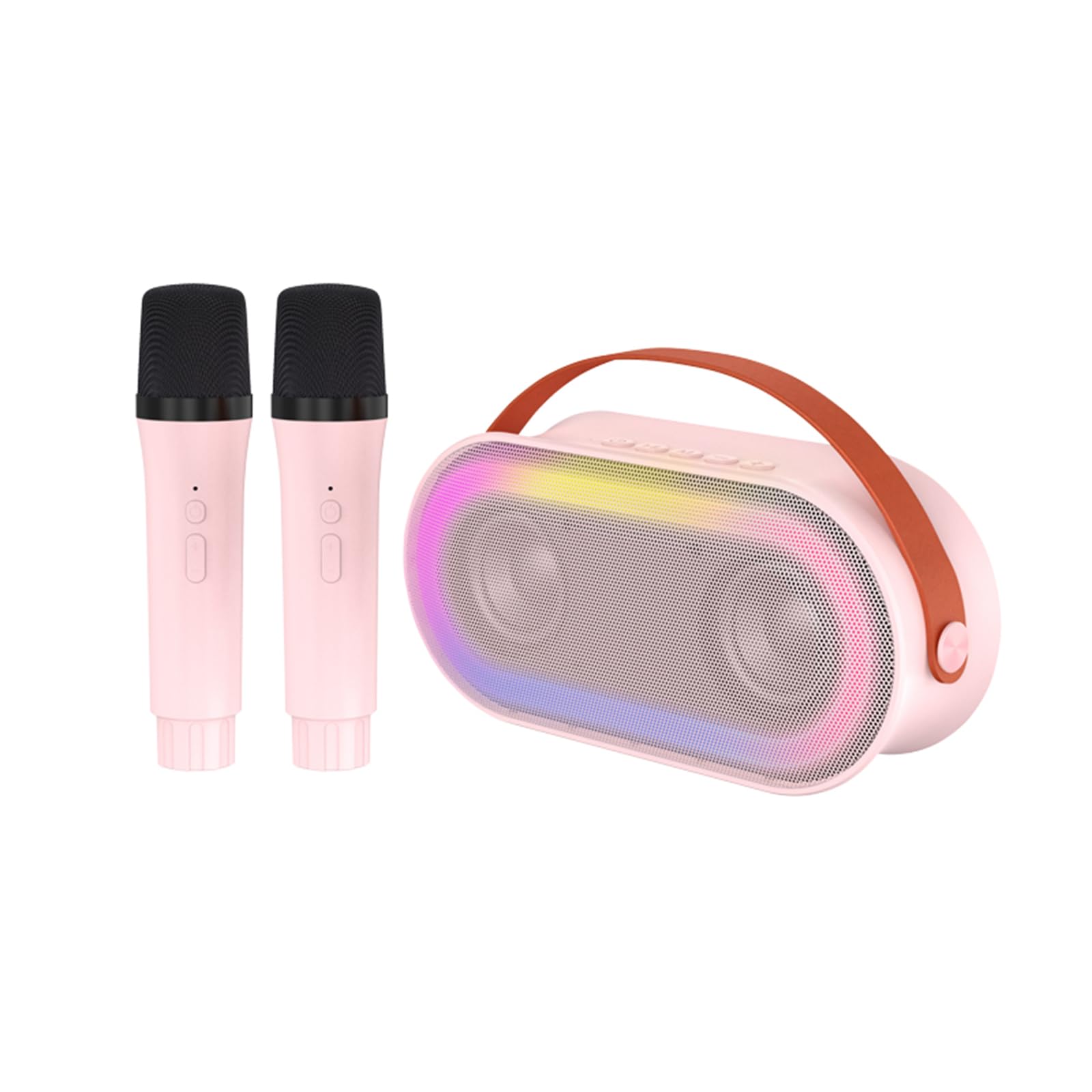 BT - Macchina per karaoke con microfoni wireless e effetto luminoso abbagliante, per adulti e bambini, per feste in casa