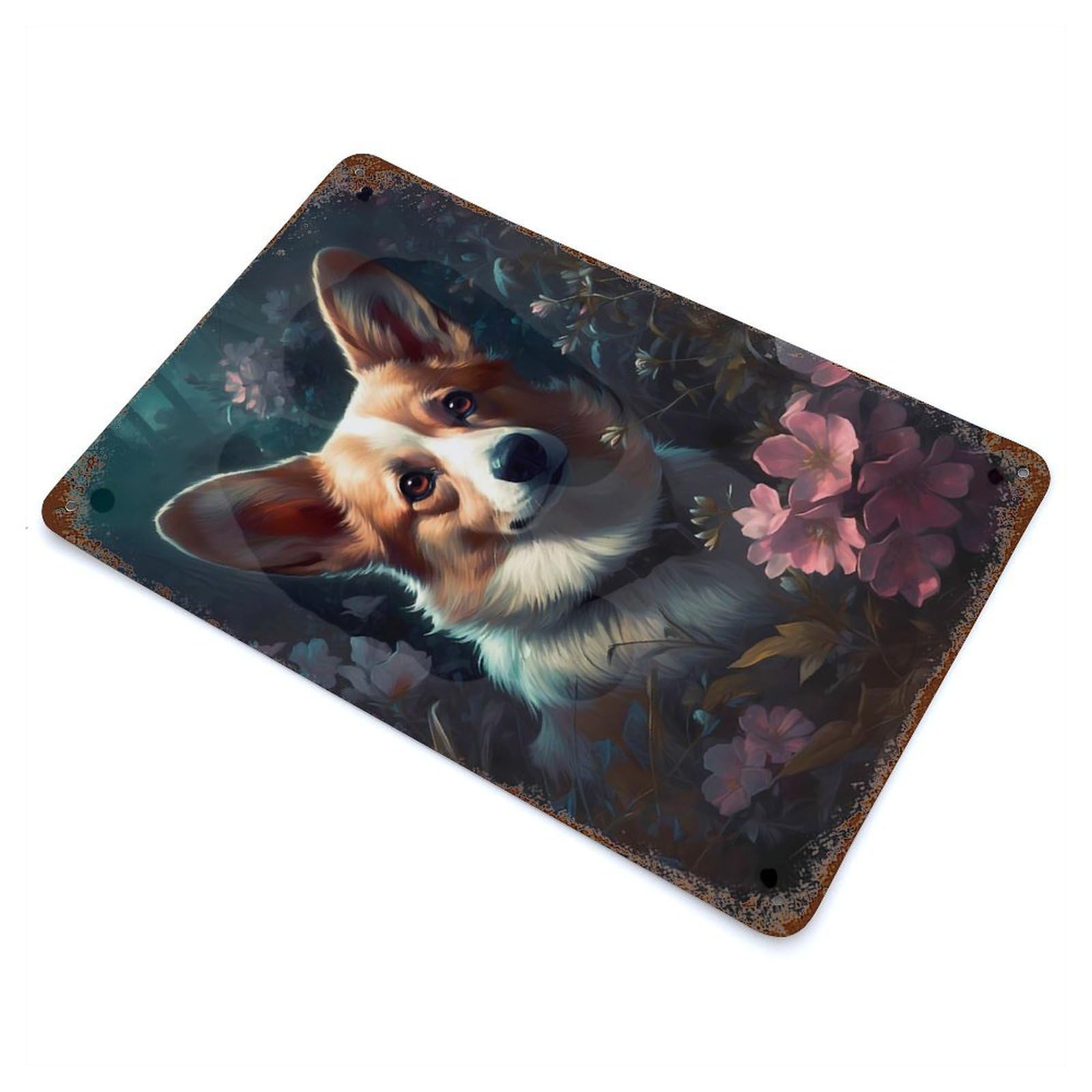 Corgi Dog Fanciful Decorative Tin Sign 11.8"x7.9", for Bistro, Counter And Cafe Decor, Classic Wall Plaque