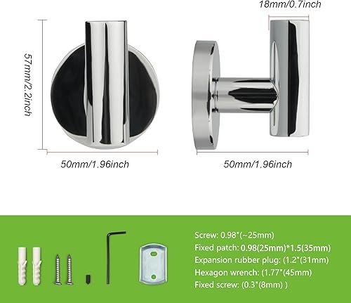 Miniatura 8 de TUNNY Paquete de 3 ganchos redondos para toallas de baño, ganchos de color dorado champán, ganchos para abrigos, ganchos de pared para baño, ganchos