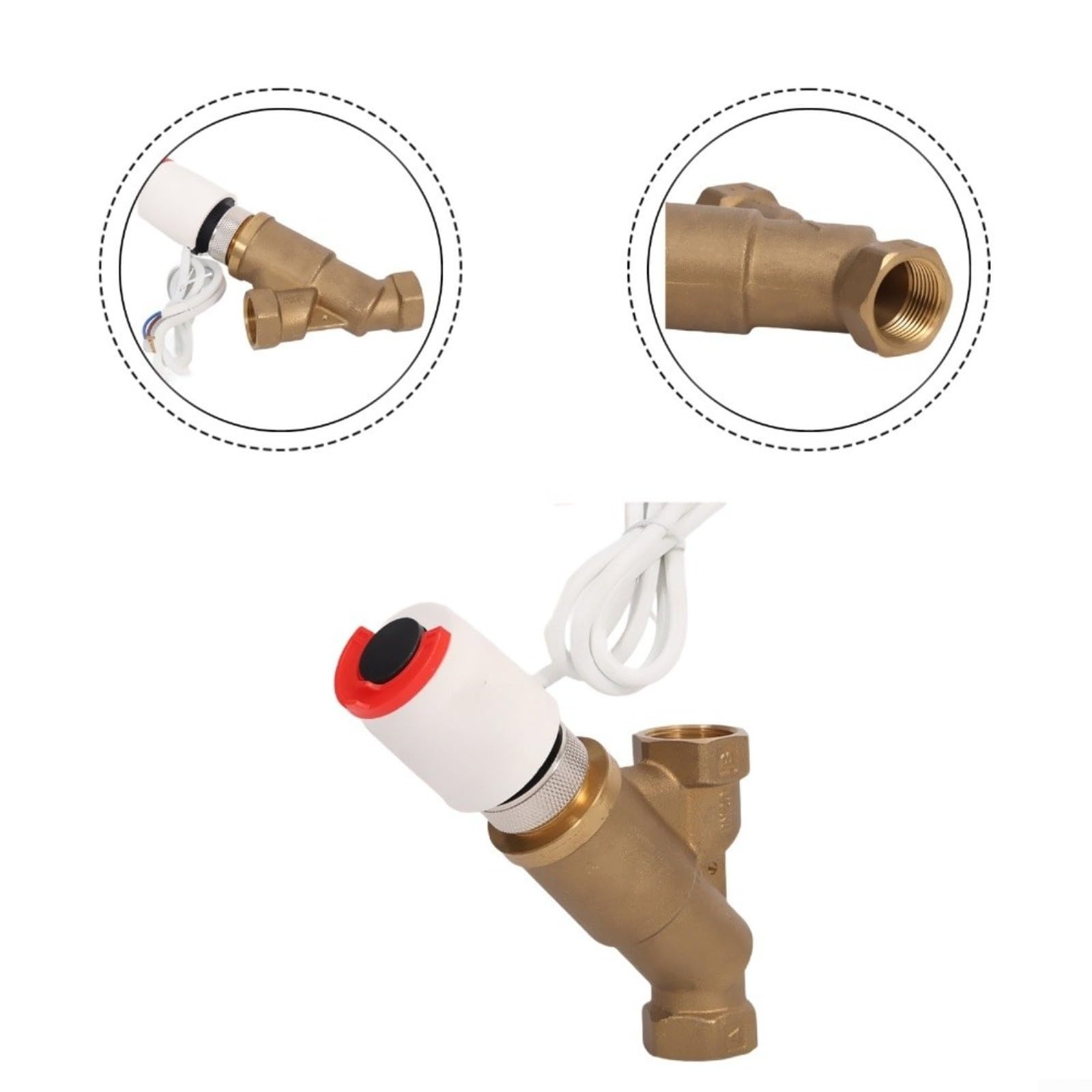 Valvola di compensazione dinamica elettronica a 2 vie, in ottone, normalmente chiusa, valvola magnetica elettrica, attacco filettato G, per impianti di riscaldamento, acqua calda, acqua fredda, DN20