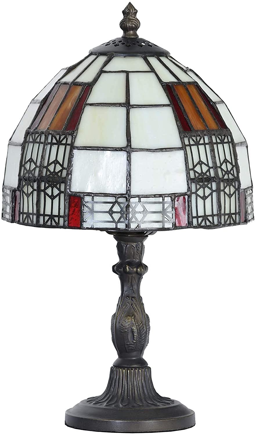 Bieye L30728 Lampe de table en verre coloré style Tiffany, lampe de chevet avec abat-jour 20 cm, hauteur 33 cm, pour chambre à coucher et salon