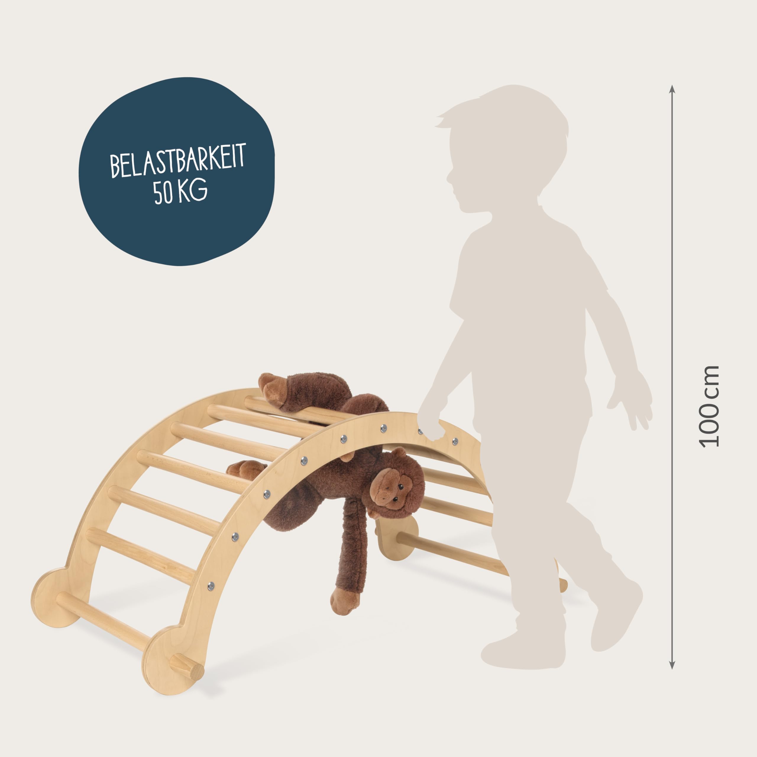 PINOLINO Kari Kletterbogen & Wippe, 2-in-1 Kinder Spielgerät, sicher & stabil, Für Kinder ab 2 Jahren, 104x60x46 cm, Belastbar bis 50kg
