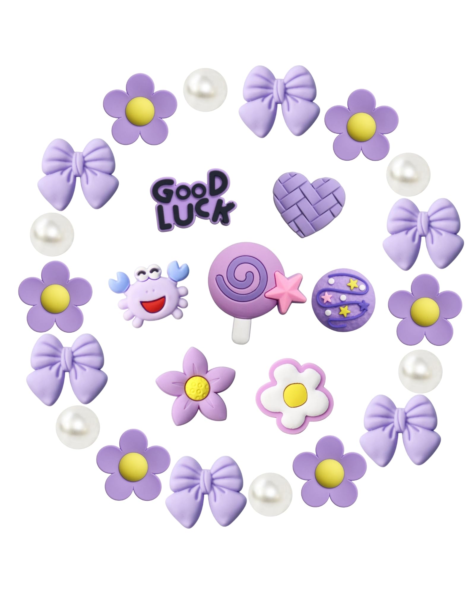 COYWX Cute Shoe Charms for Girls & Women, Colourful Aesthetic DIY Accessories with Pearl, Bowknot, Flower, Strawberry, Cherry for Party, Travel,