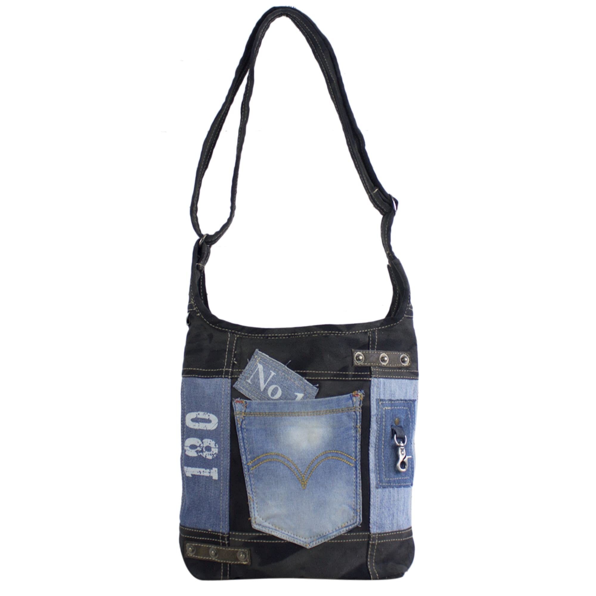 Sunsa Damen Tasche Umhängetasche, Canvas bag, Jeanstasche, Hobo Schultertasche, nachhaltige Damentasche, Vintage Crossbody für Teenager