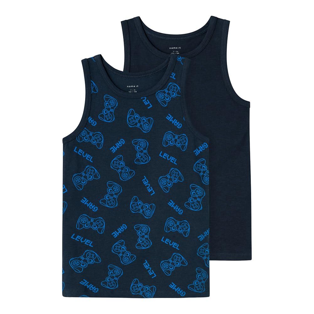 Name IT Jungen Nkmtank Top 2p Dark Sapphire Gamer Noos Unterhemd