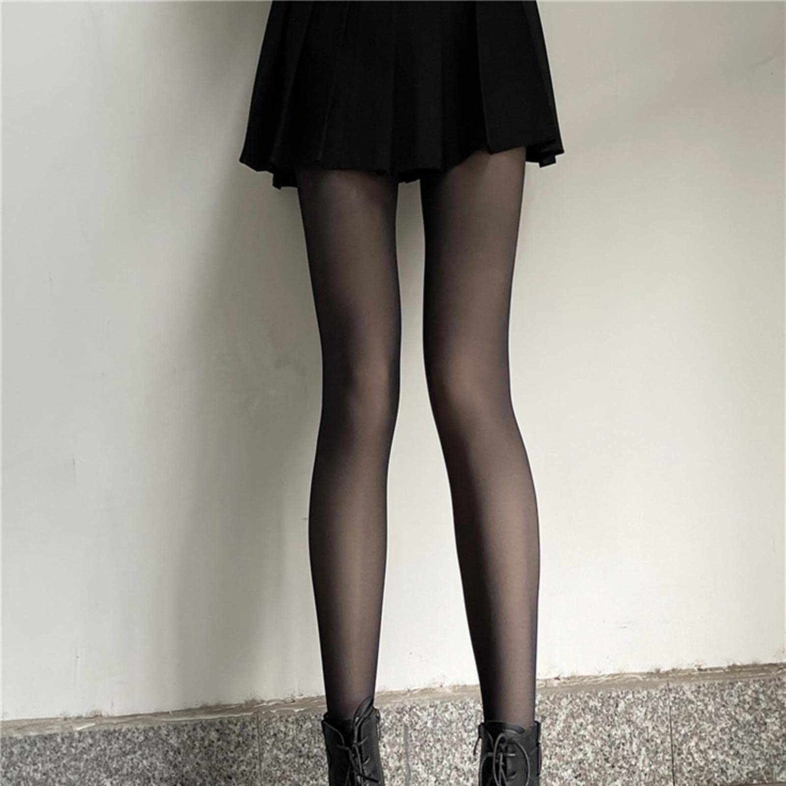 ACiyD 2 Pezzi/Set Donna Sexy Nero più Calze di Velluto Collant Donna Gambe Nude Nere artefatto Autunno Inverno Collant ispessiti legati Nudi (Nero 200 g)