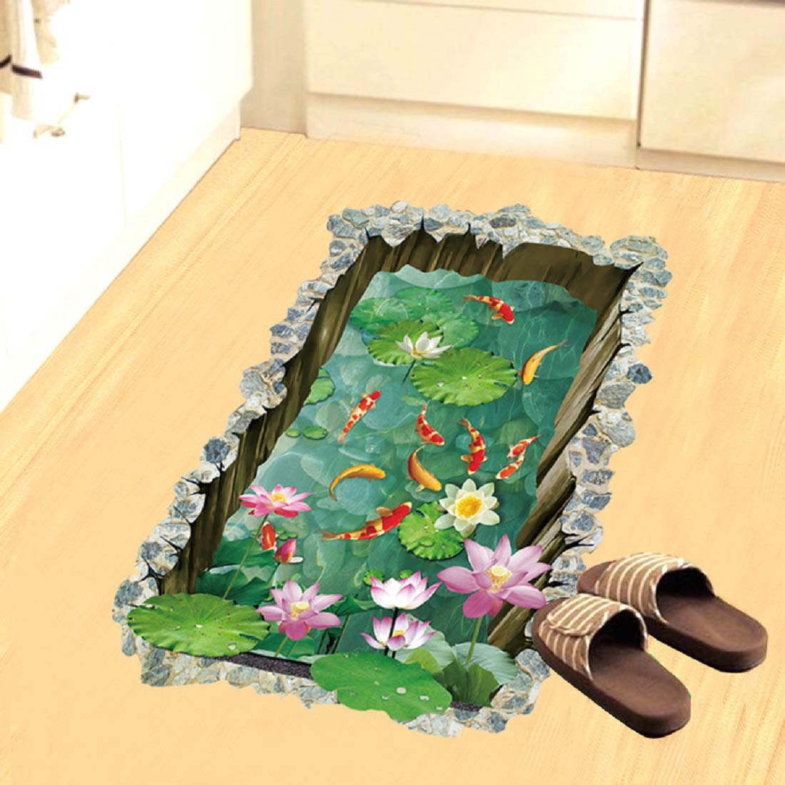JAAMSO ROYALS 3D Fish Pond Floor Stickers, Floor Tiles Stickers Waterproof, Tiles Stickers for Floor, Floor Stickers Waterproof, Floor Sticker (B07XCP4YQ2) Amazon Price History, Amazon Price Tracker