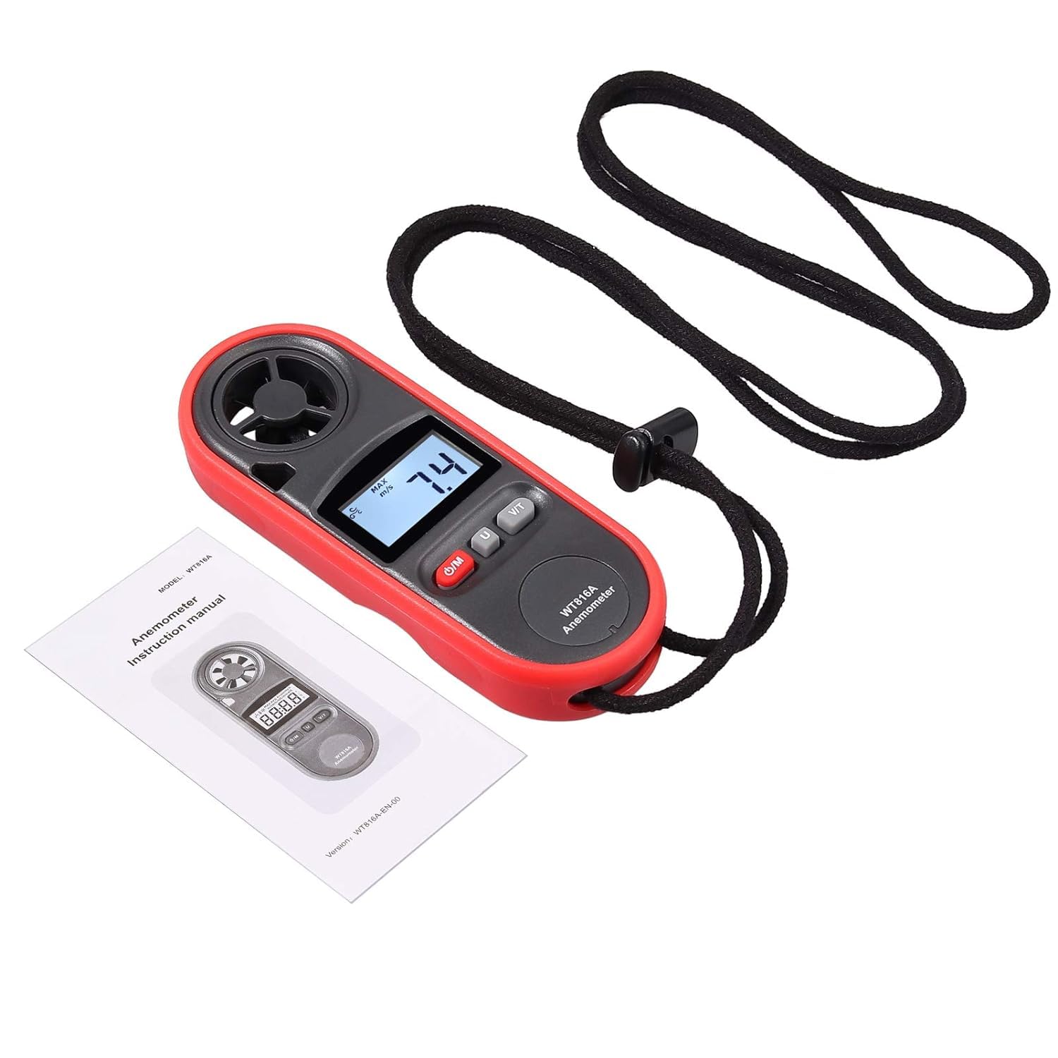 JUSTOOL Anémomètre Numérique 3 Vitesse du Vent 6 Unités Vitesse Vent Portable Étanche Anémomètre avec Écran LCD pour Sports de Plein Air, Inspection Météorologique, Voile, Pêche