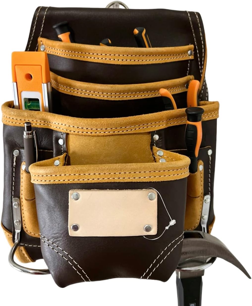 Leather Tool Pouch for Construction - Perfect Tool Pouches for Carpenters, Electricians, Framing & Drywall Work - Perfect Work Pouch - Screw & Nail Bags - 100% Leather Top Grain Leather