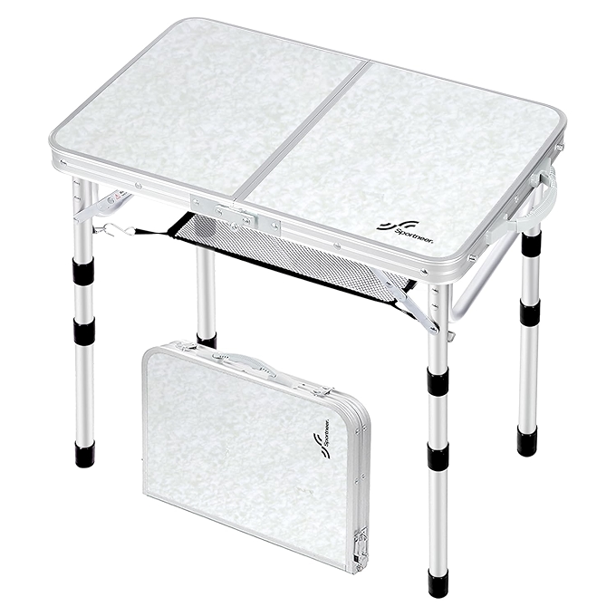 Sportneer便携式折叠桌 – 适合露营野餐的调节高度两尺折叠桌