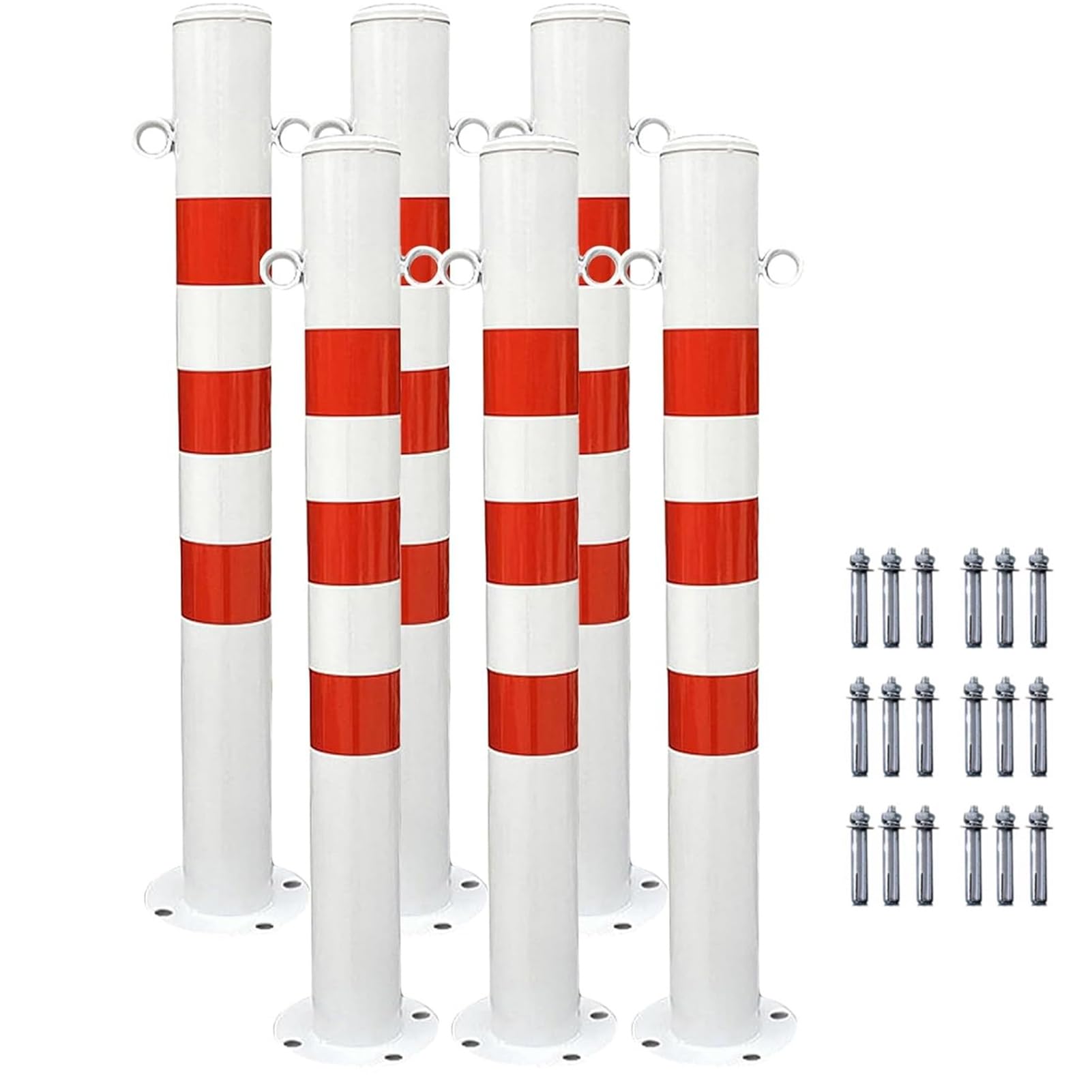 GHHVFEC HeavyDuty Steel Bollard PostRustproof & Waterproof Traffic Control Barrier 6Pack Driveway Safety Poles for Enhanced Security & Vehicle Protection