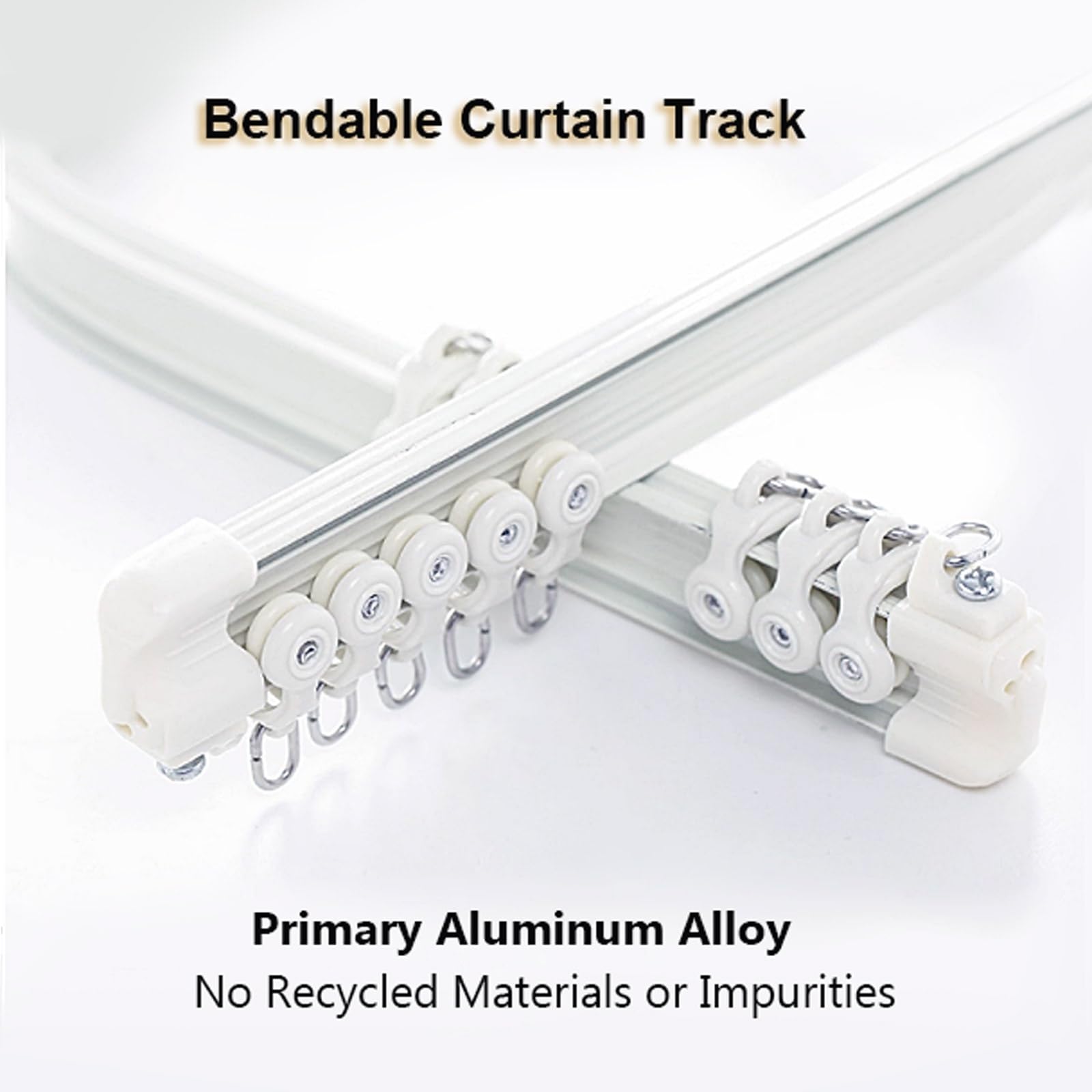 Rail de Rideau Incurvé Cloisonné Rail de Plafond Kit Tringle a Rideaux Coulissants Rail pour Rideaux Aluminium pour Fenêtre(White-Side,300cm(2 * 150cm))