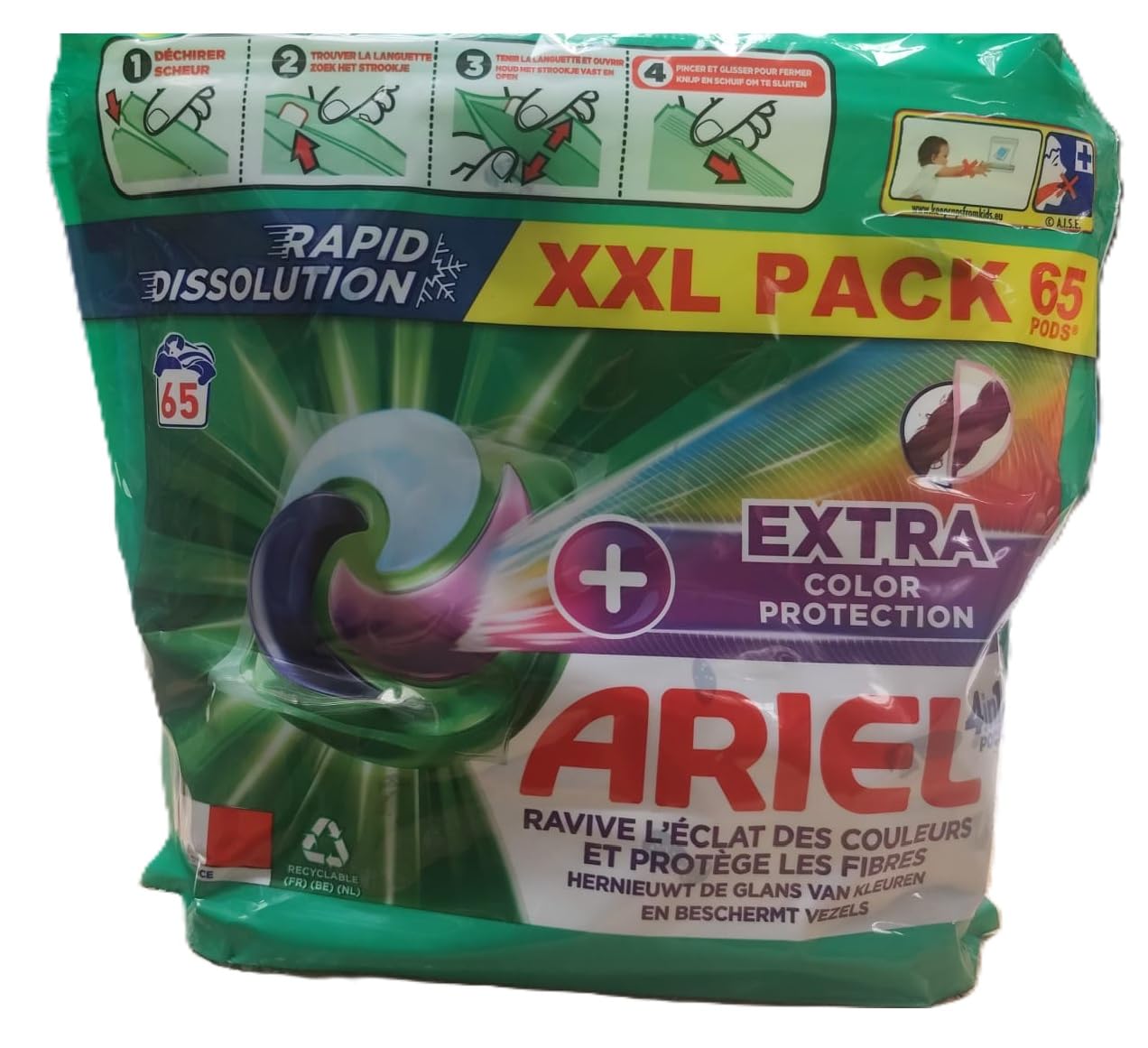 Ariel - Detergente 4 en 1 de Ariel - Extra Color Protection - 65 lavados