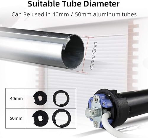 Miniatura 2 de Persianas eléctricas, motor tubular para tubo de 1.575in1.969in con control remoto, compatible con Alexa Google Home App Control (110 V, solo motor,