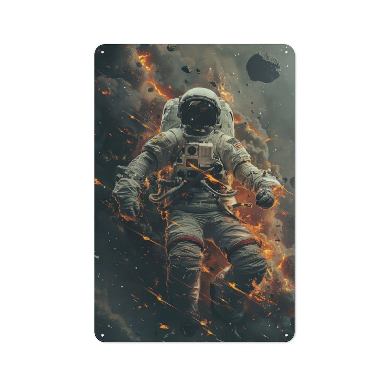 Junmoney Astronaut Cosmic Wasteland For Studio Or Craft Room, Rustic Metal Wall Sign 30X20cm, For Vintage Wall Decor Fans, For Metal Sign Collectors