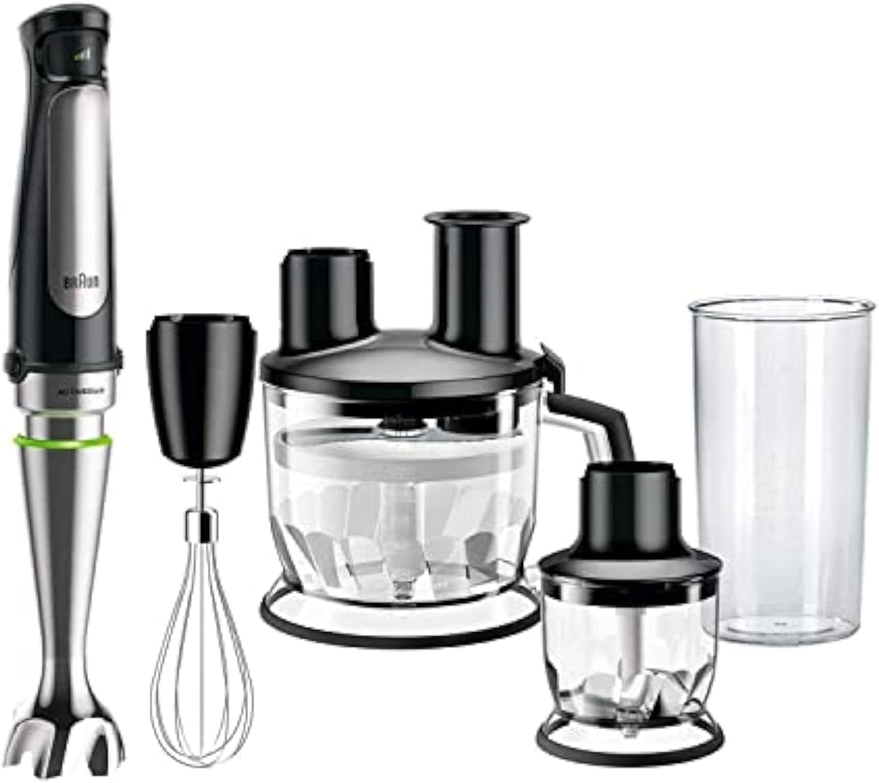 Braun MultiQuick 7 Hand Blender MQ 7085x with ActiveBlade Technology, 1000 Watts, Food Processor, Chopper, Whisk, BPA-FREE Beaker - Black