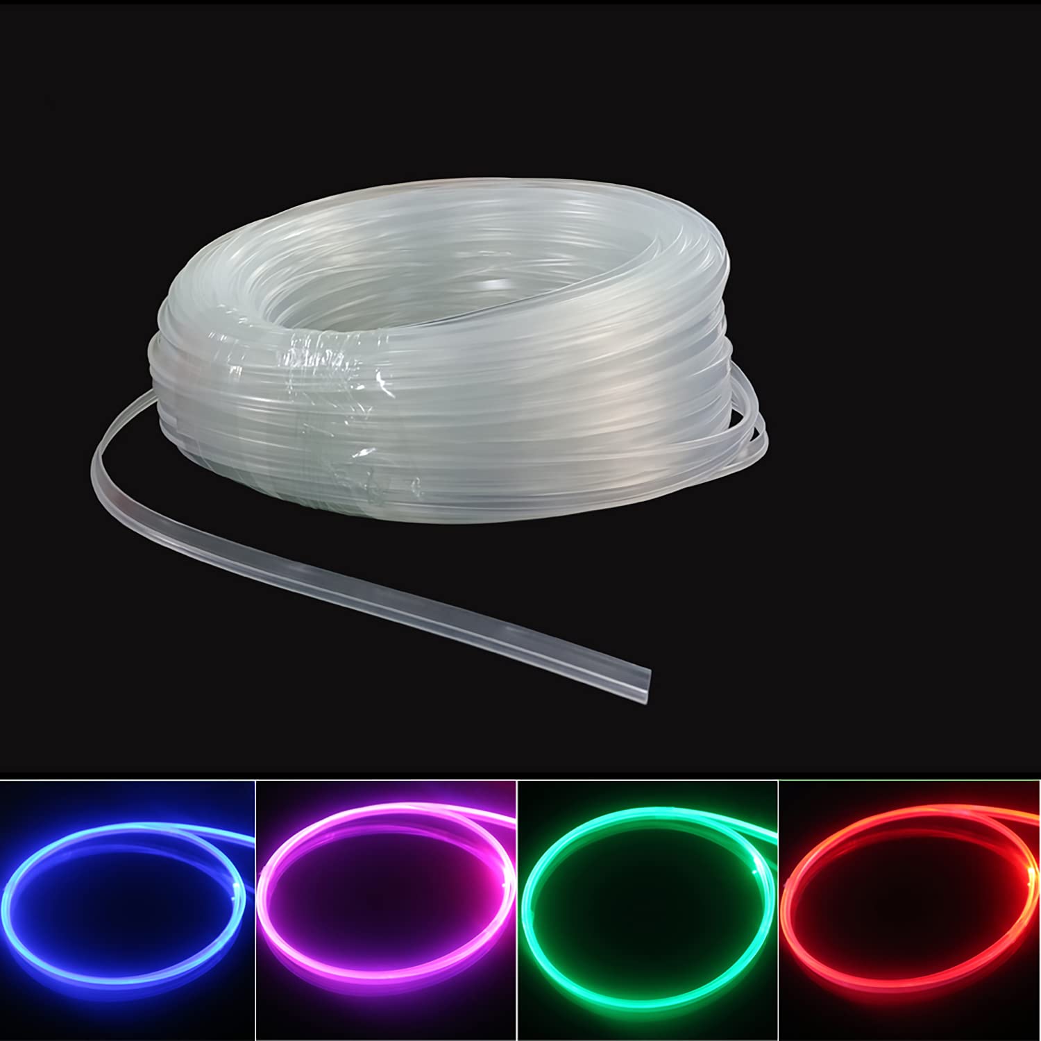 Rayauto 3.0mm Plastic Skirt Side Glow Optic Fiber Cable Car Light Decor (Length:100meters/328ft),PMMA-Skirt