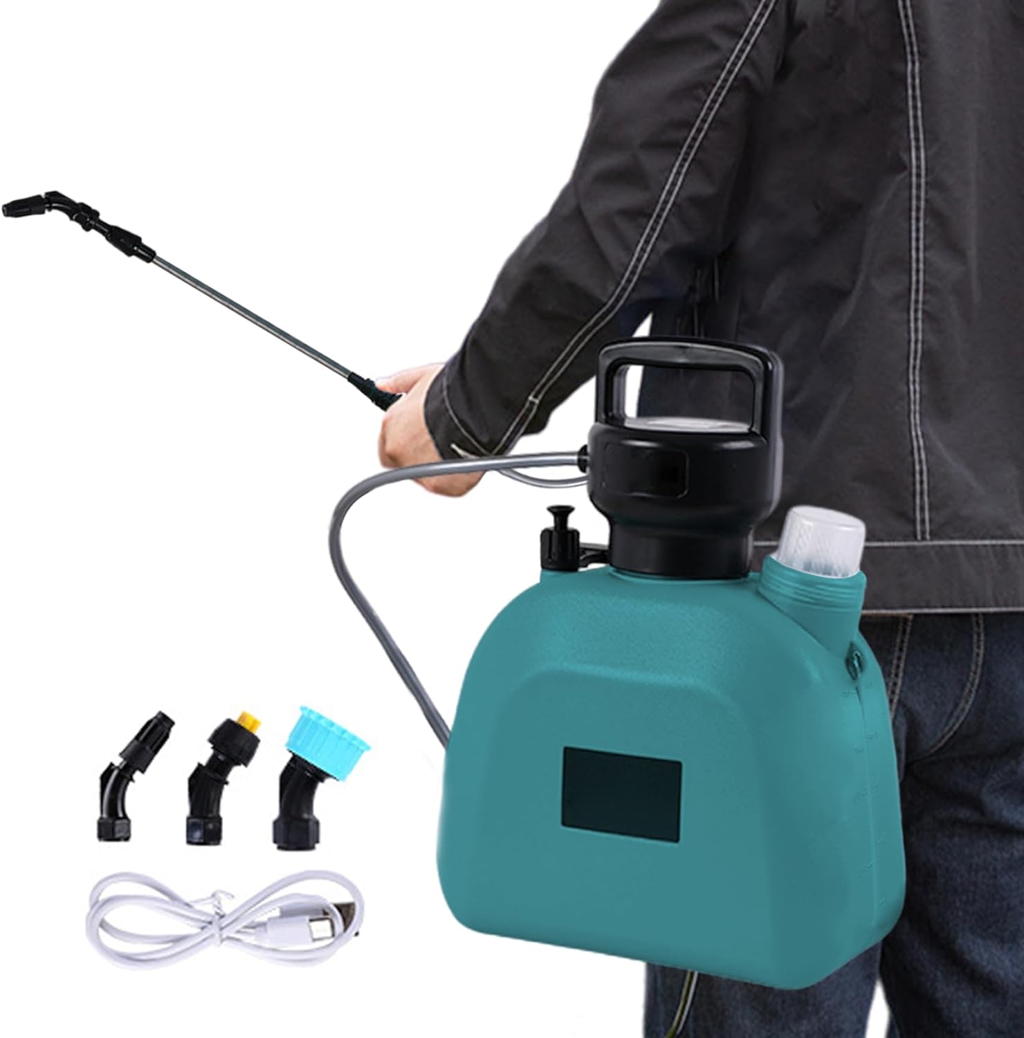 Garden Sprayers, Electric Sprayer 5L Large Capacity Garden Watering Sprayer USB Rechargeable Pressure Sprayer 7.4V Watering Can with Handle Blue