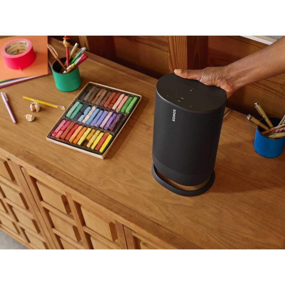 Sonos Move Smart Speaker (Wasserfester WLAN und Bluetooth Lautsprecher mit Alexa Sprachsteuerung, Google Assistant und AirPlay 2 – Kabellose Outdoor Musikbox mit Akku für Musikstreaming) schwarz