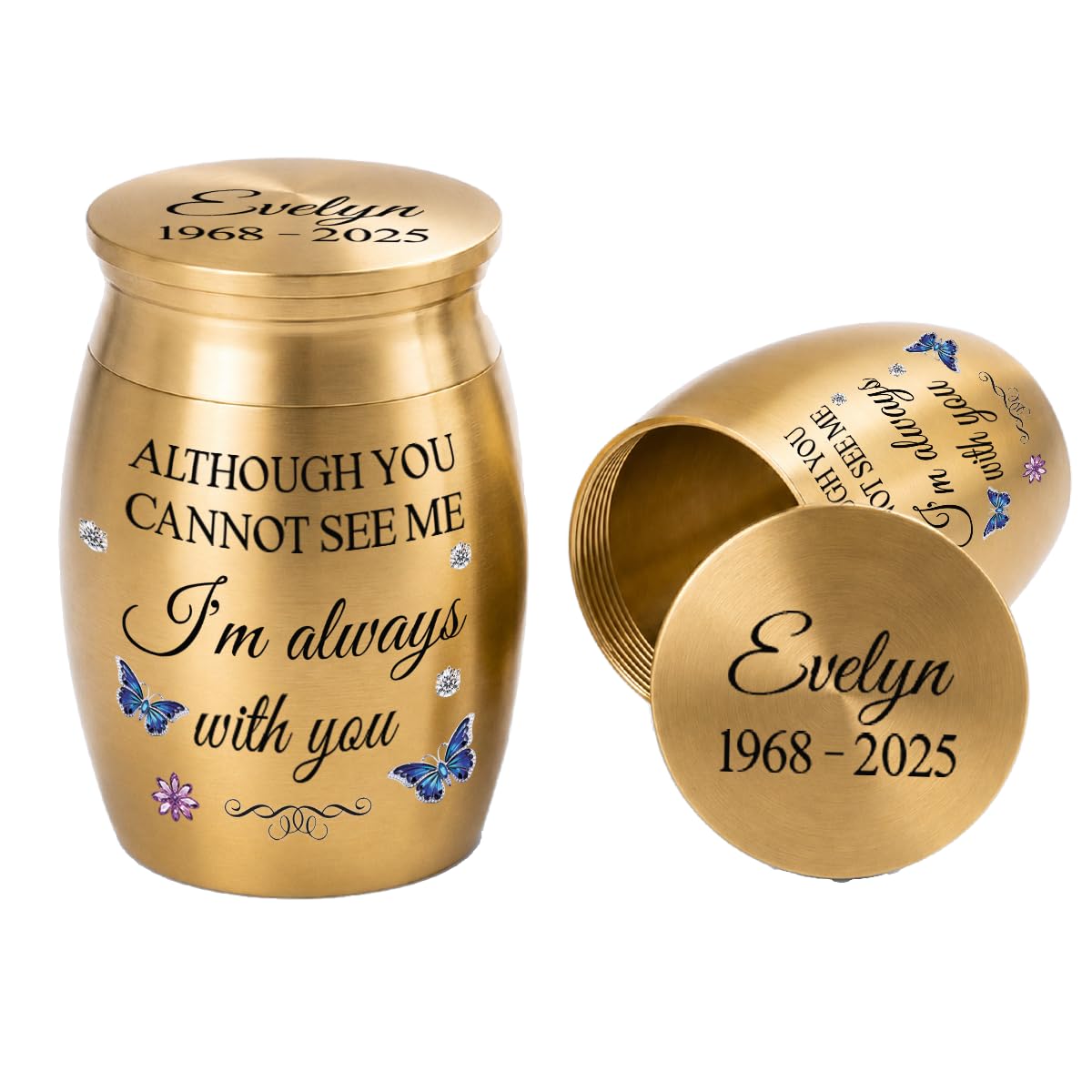 Personal Chic Personalised Mini Urn - I'm Always With You - Urns For Human Ashes, Ashes Keepsake, Dog Ashes Box, Cat Urns For Ashes, Pet Urn, Funeral Urns For Ashes Adult (Model #2)