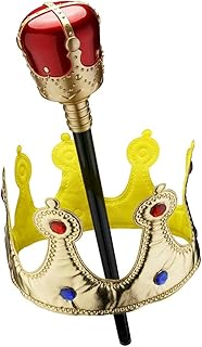 Kids Crown and Scepter Set - Gold Royal Crown and Scepter
