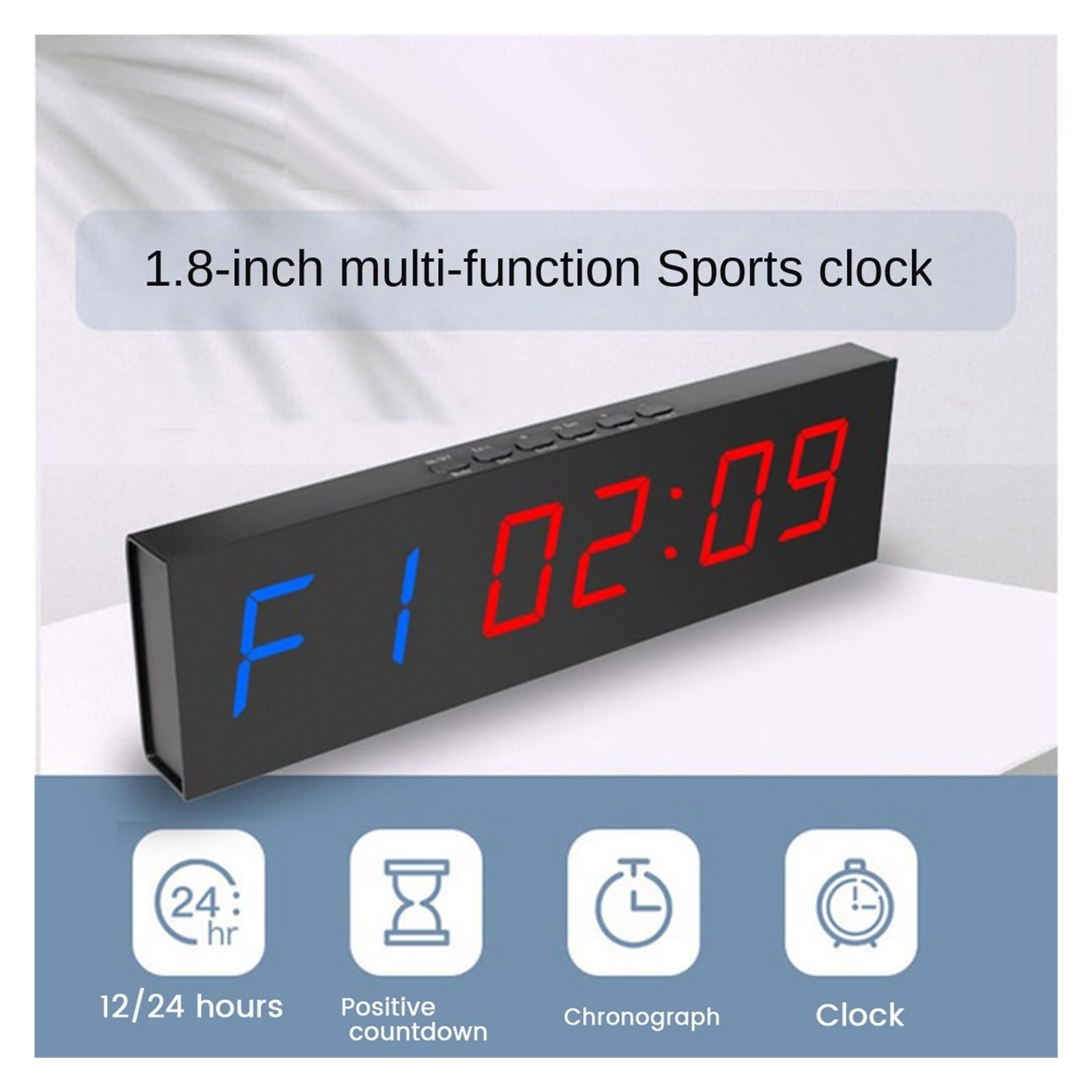 Timer palestra, 1,8 pollici 6 cifre LED timer intervallo progmabile conto alla rovescia/UP cronometro orologio in tempo reale palestra fitness