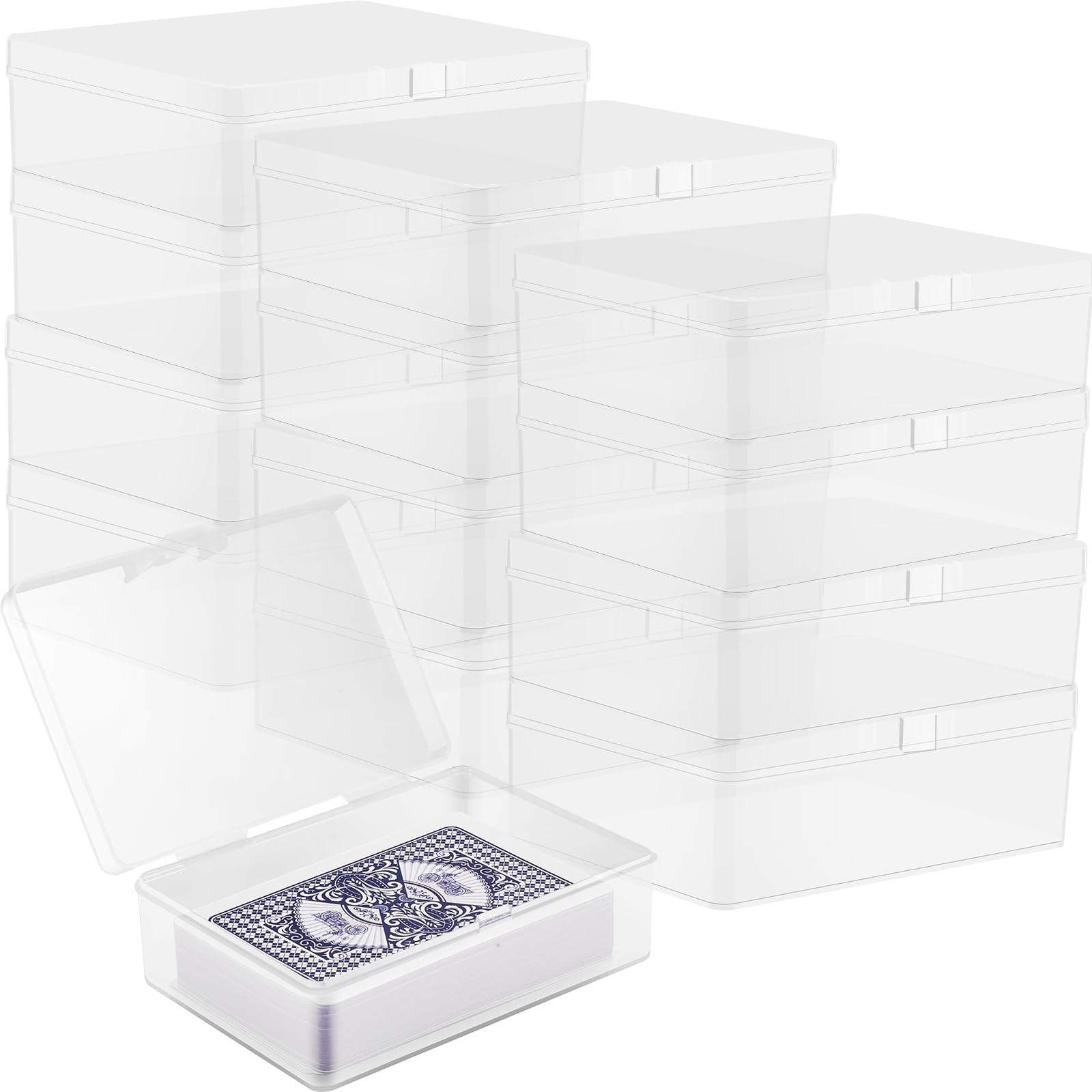 2 Boîtes Plastique Transparentes Pour Cartes à Jouer - Dimensions 9.5x7x2.4 Cm, Empilables, Remplacement Pratique